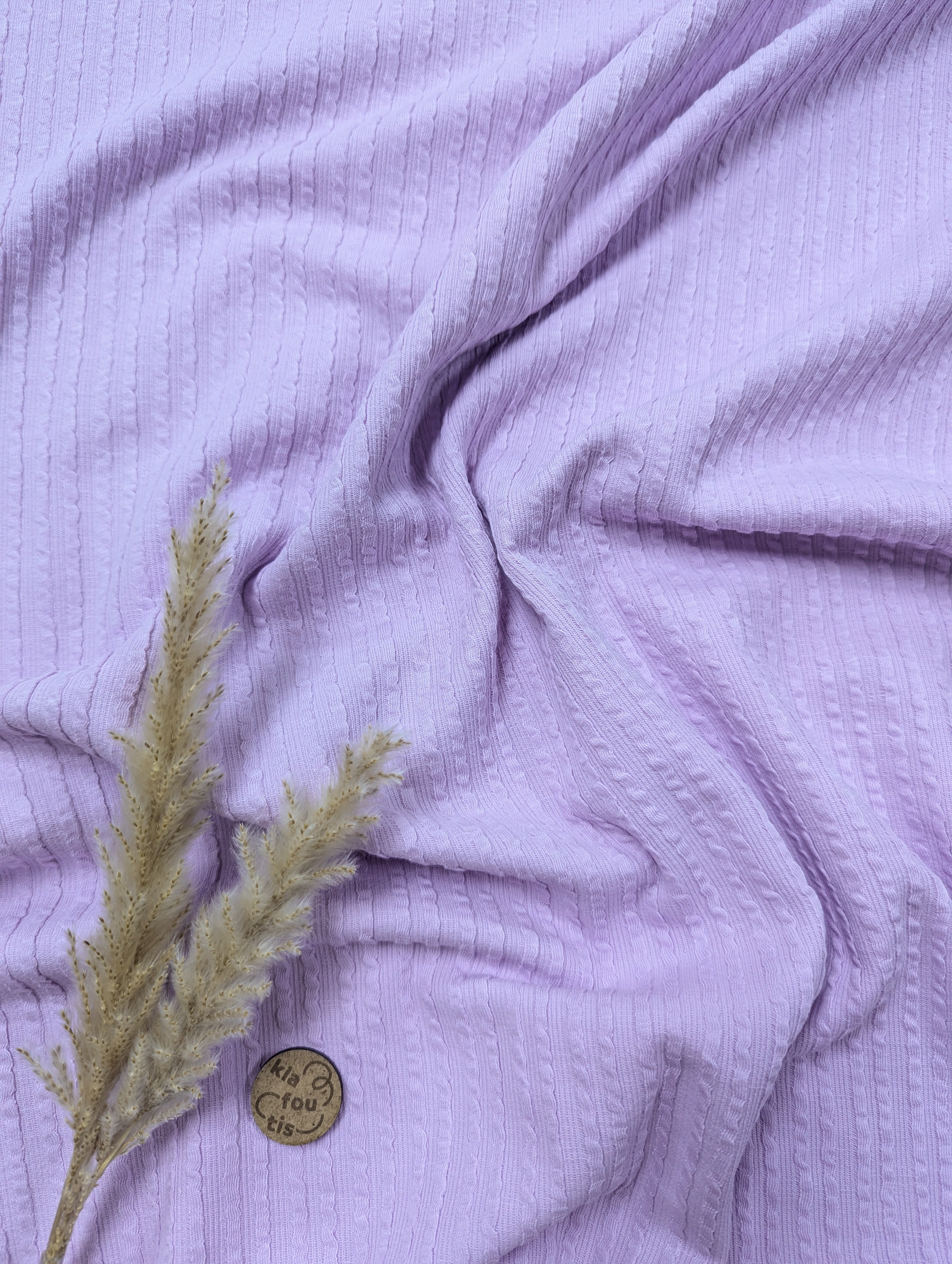 Jersey de coton effet seersucker - lilas