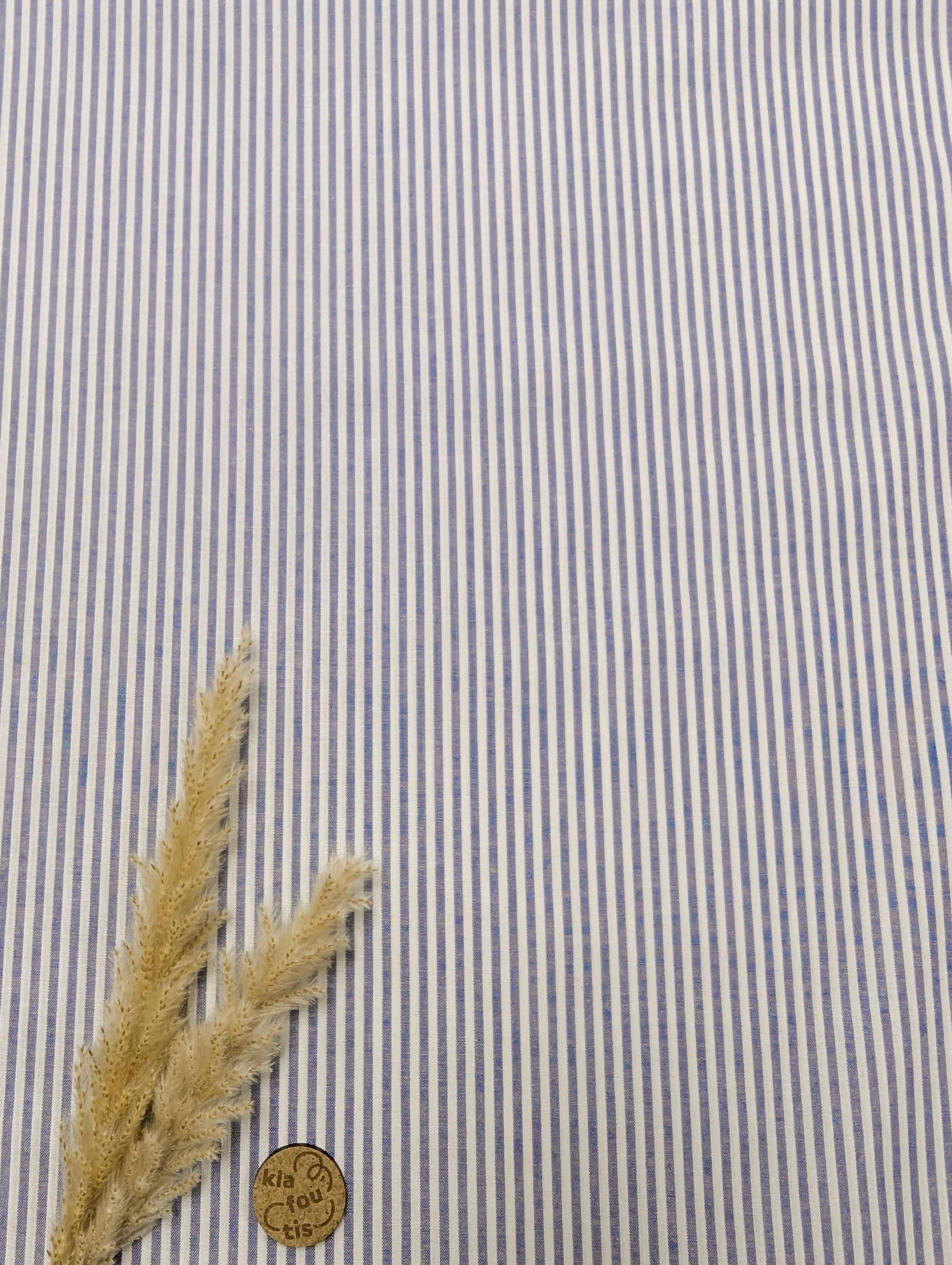 Chambray de coton ligné - Bleu marine