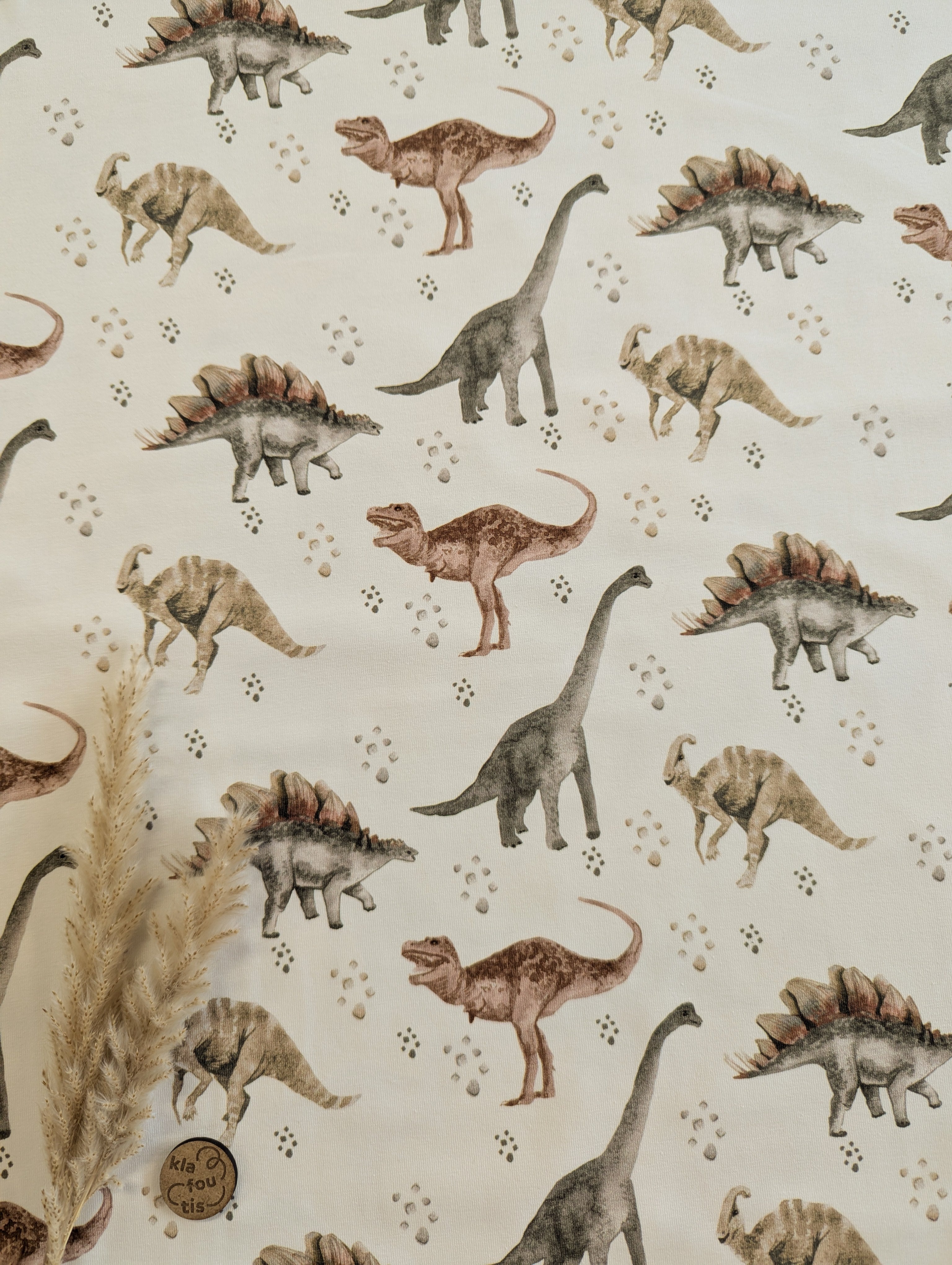 Jersey de coton écru - marche des dinos