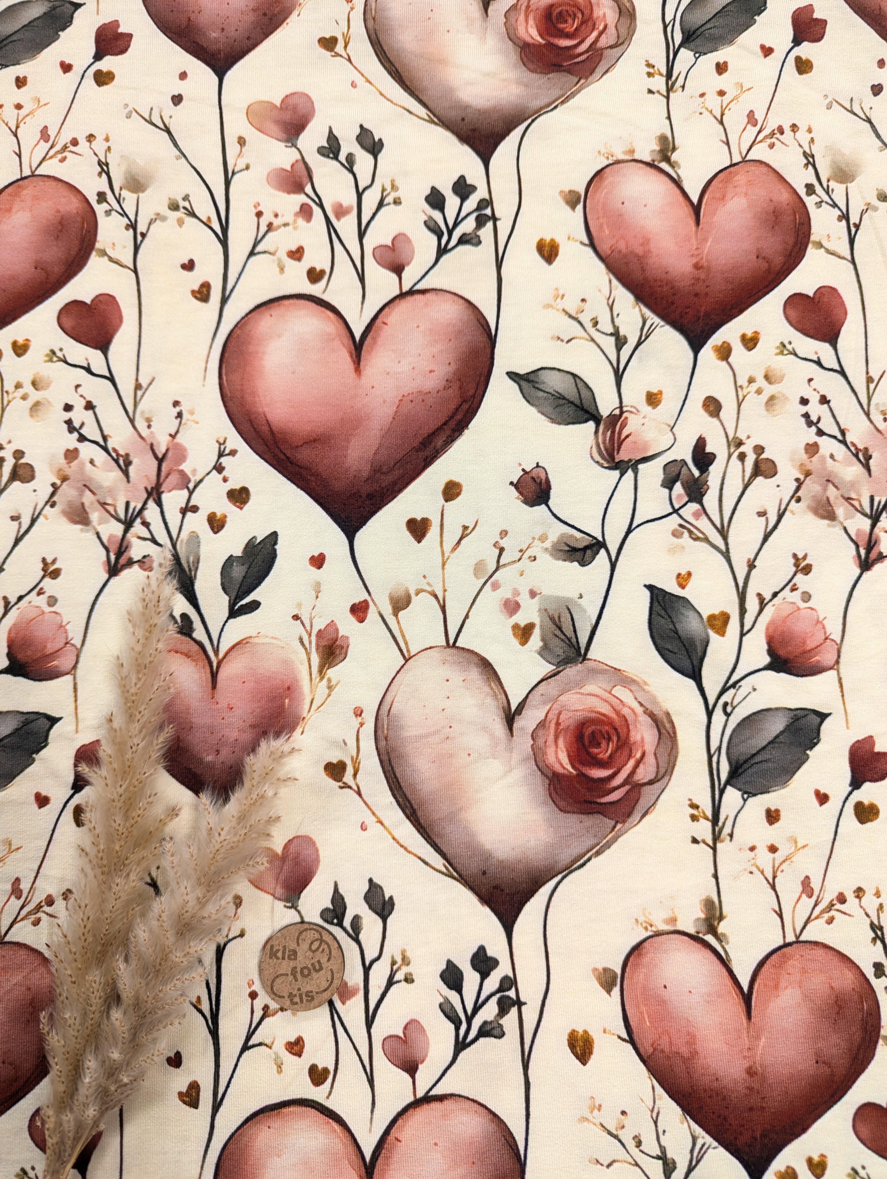 Jersey de viscose - coeurs romantiques
