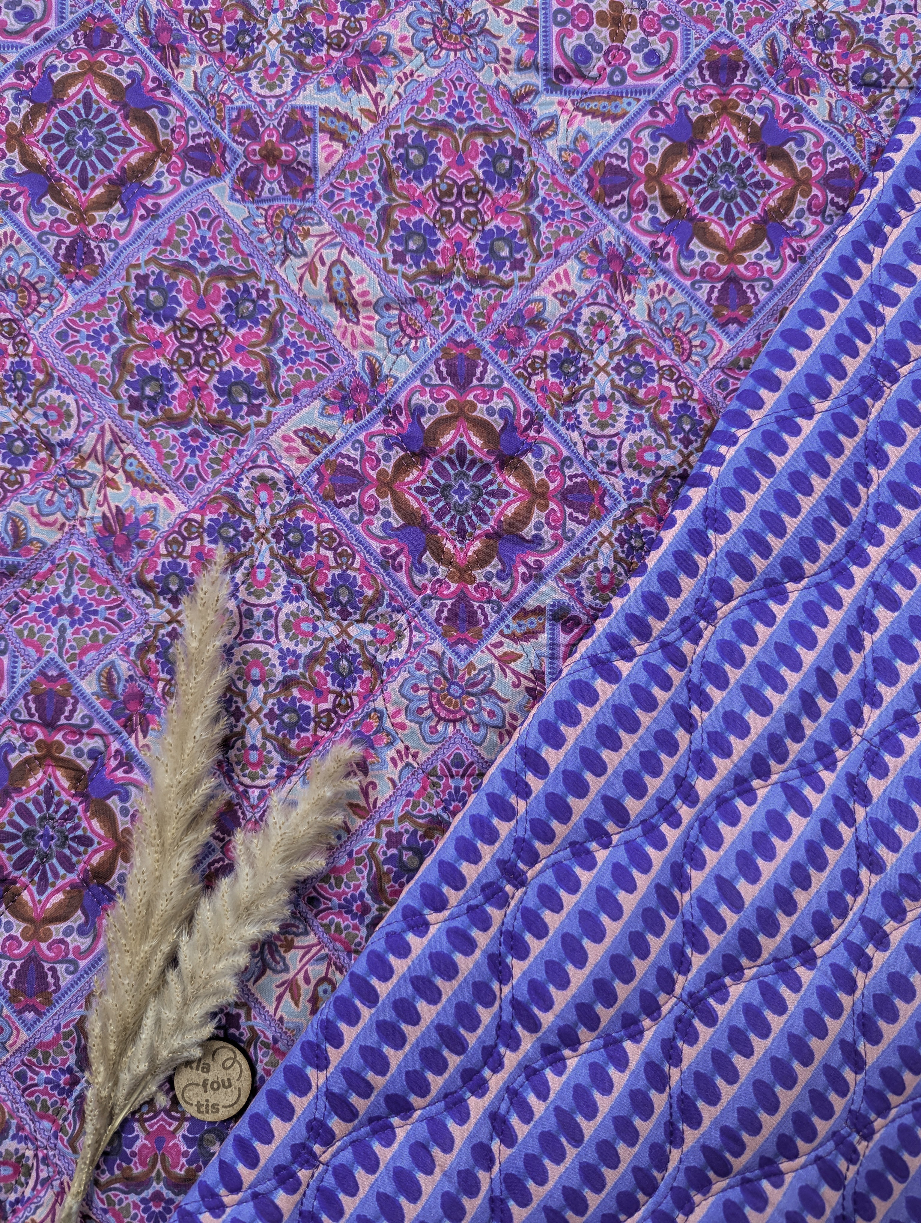 Coton matelassé double face mauve - Joie