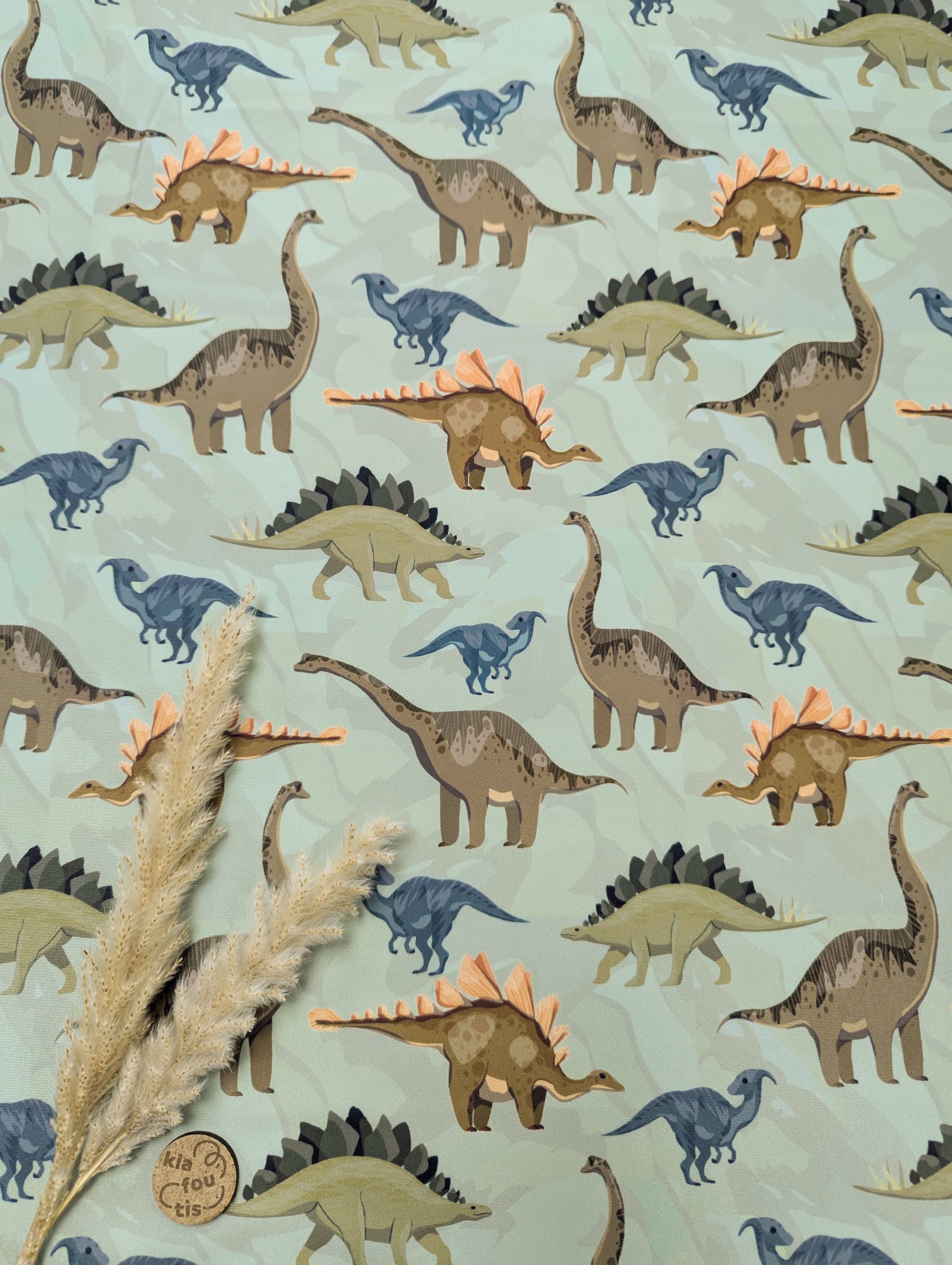 Lycra anti-UV upcyclé vert sauge - Jurassique doux