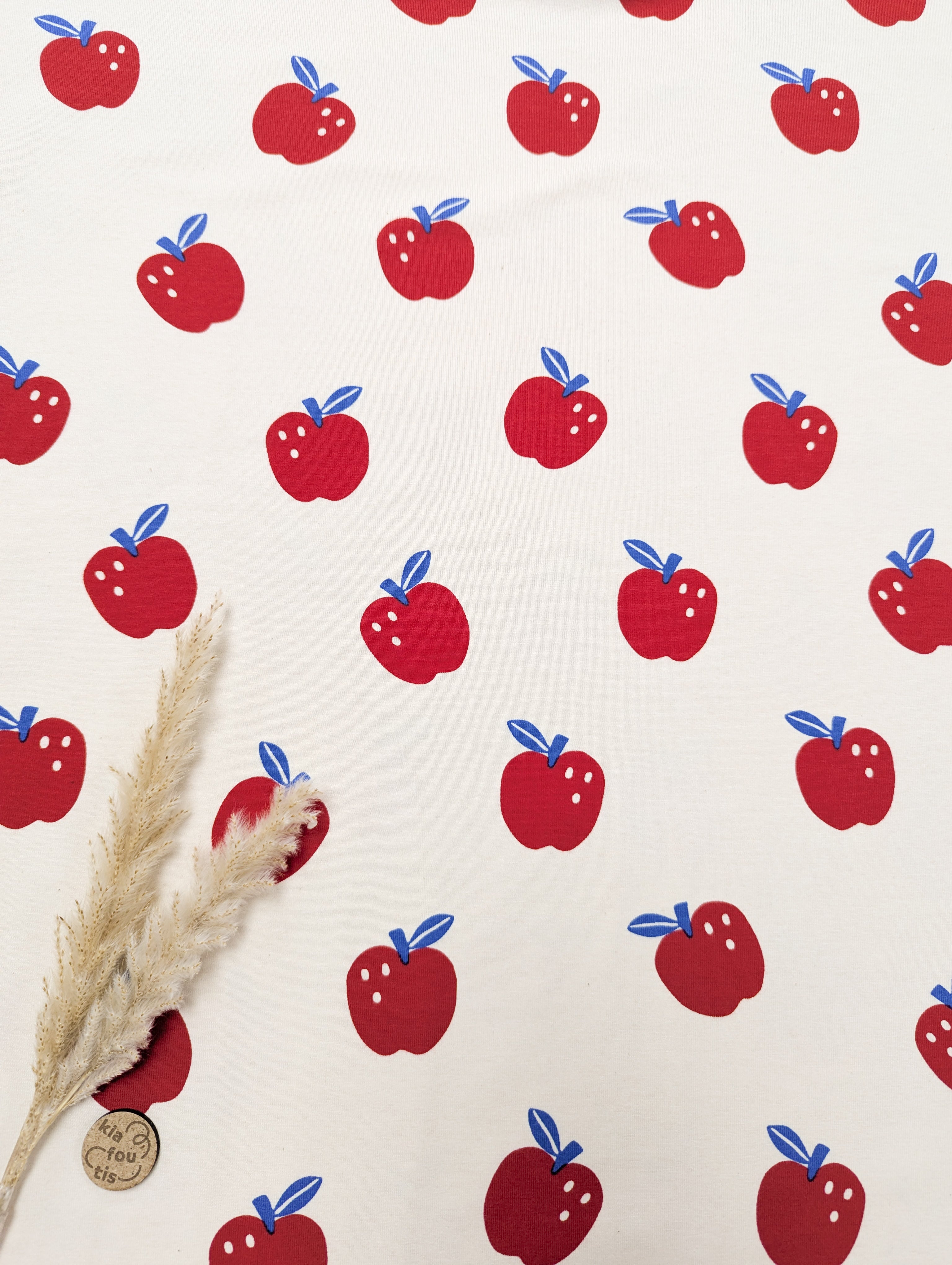 Jersey de coton BIO naturel - pommes d