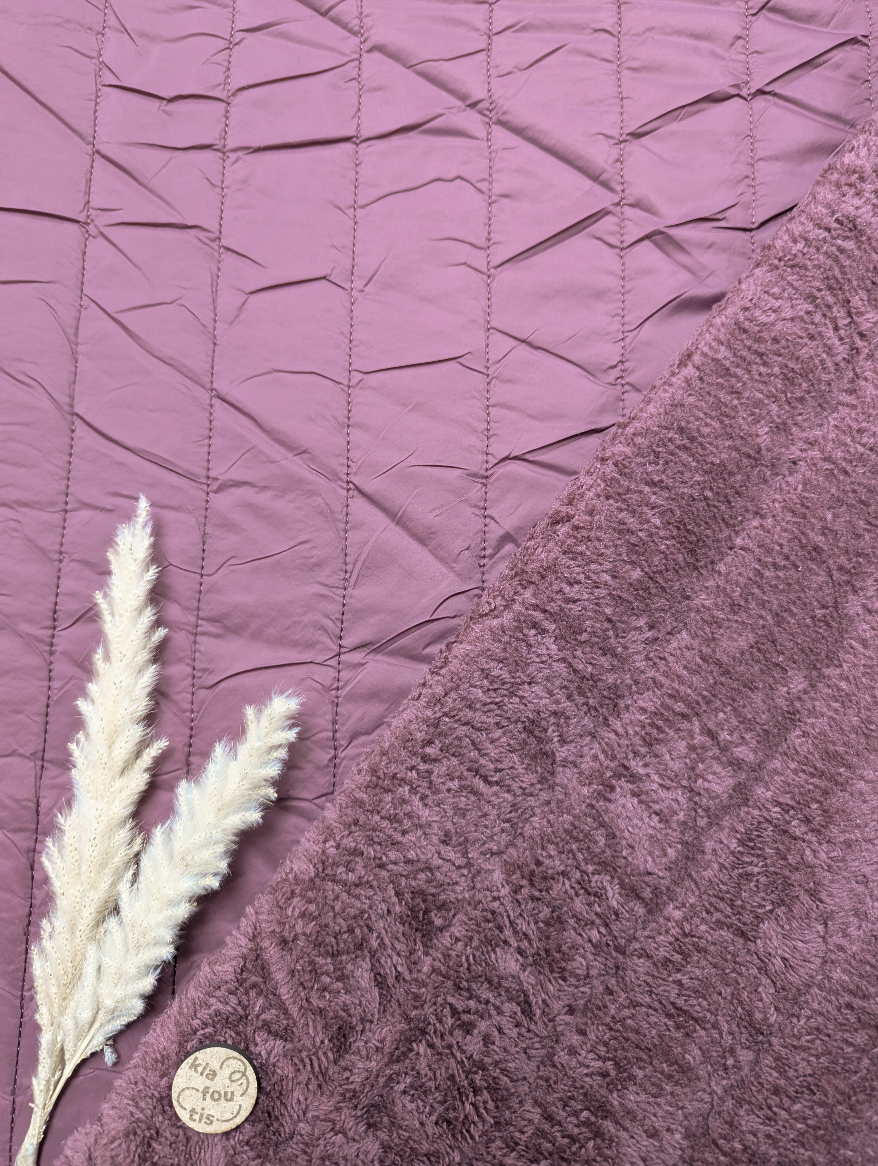 Matelassé doublé fourrure - prune