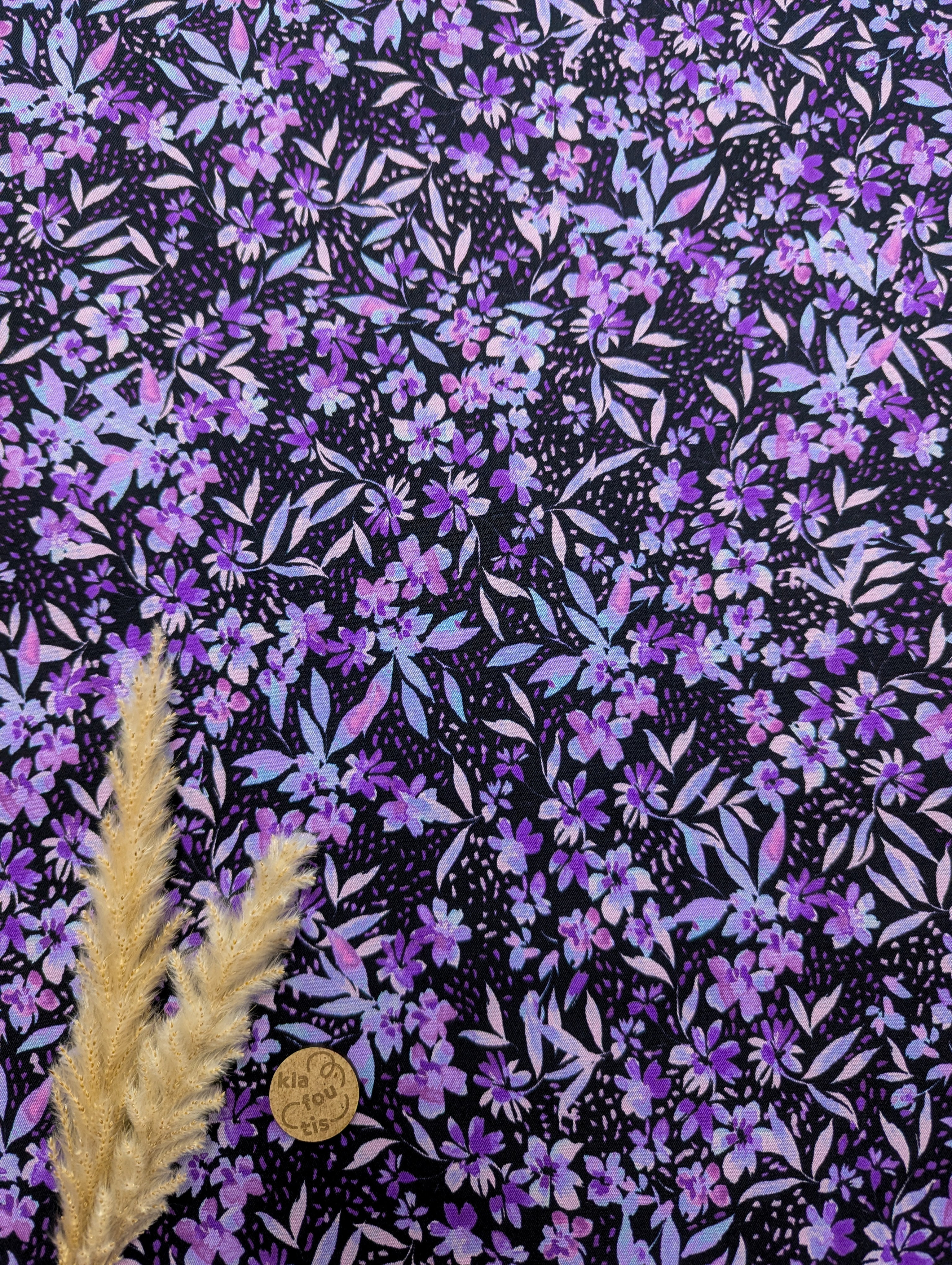Twill de viscose stretch - fleurs violettes