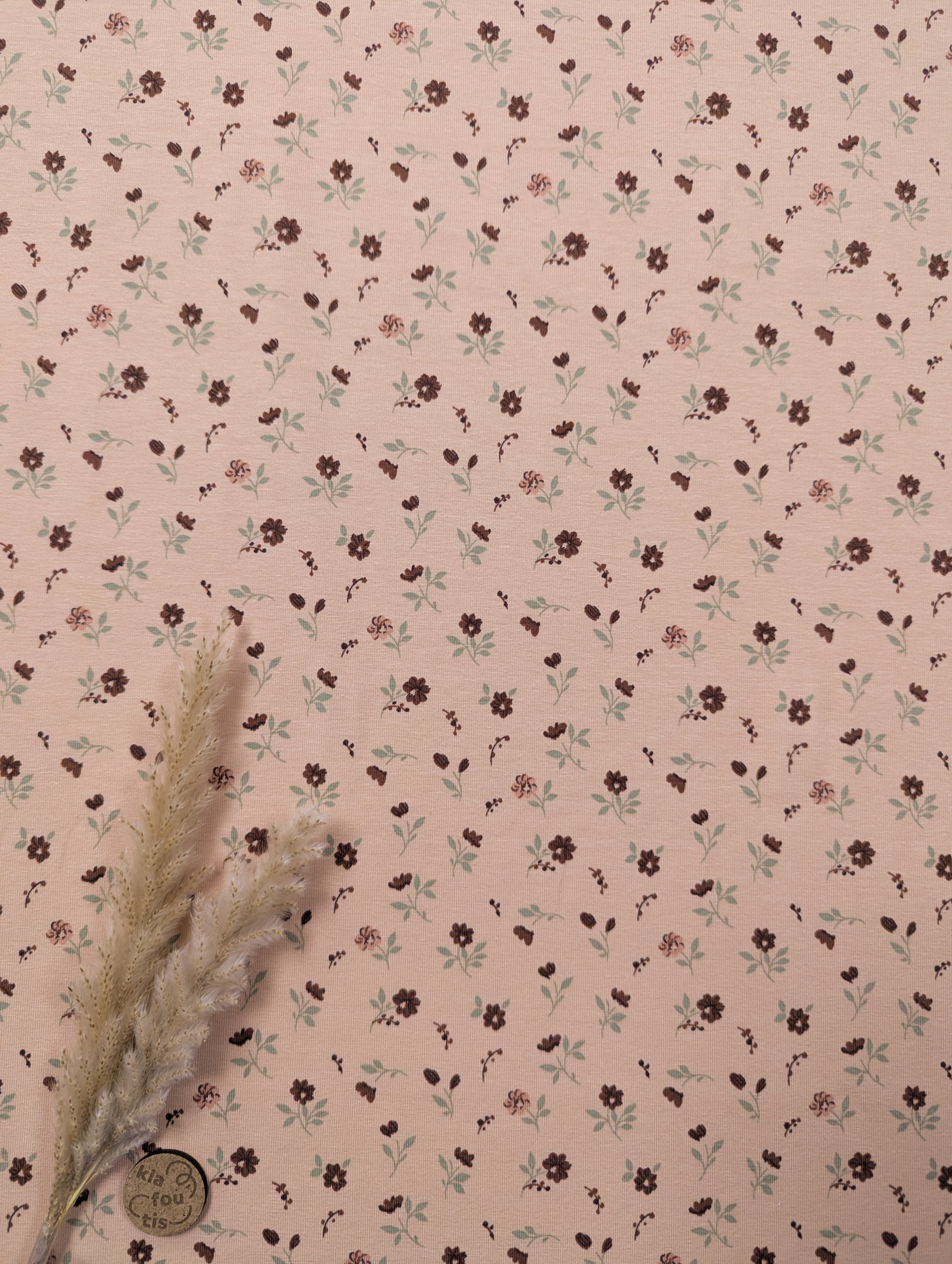 Jersey de coton vieux rose - mini floraison