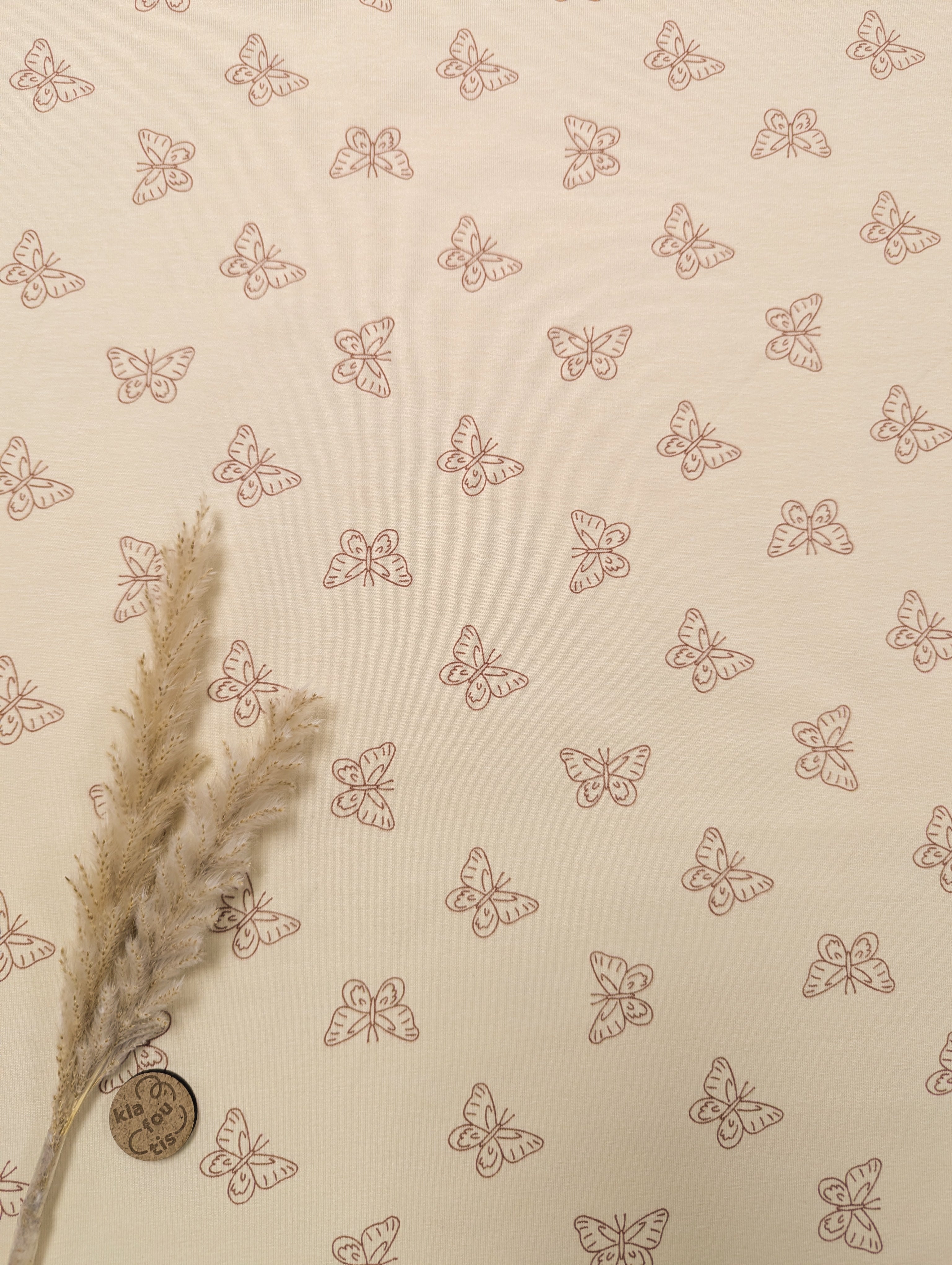 Jersey de coton crème - papillons en vol
