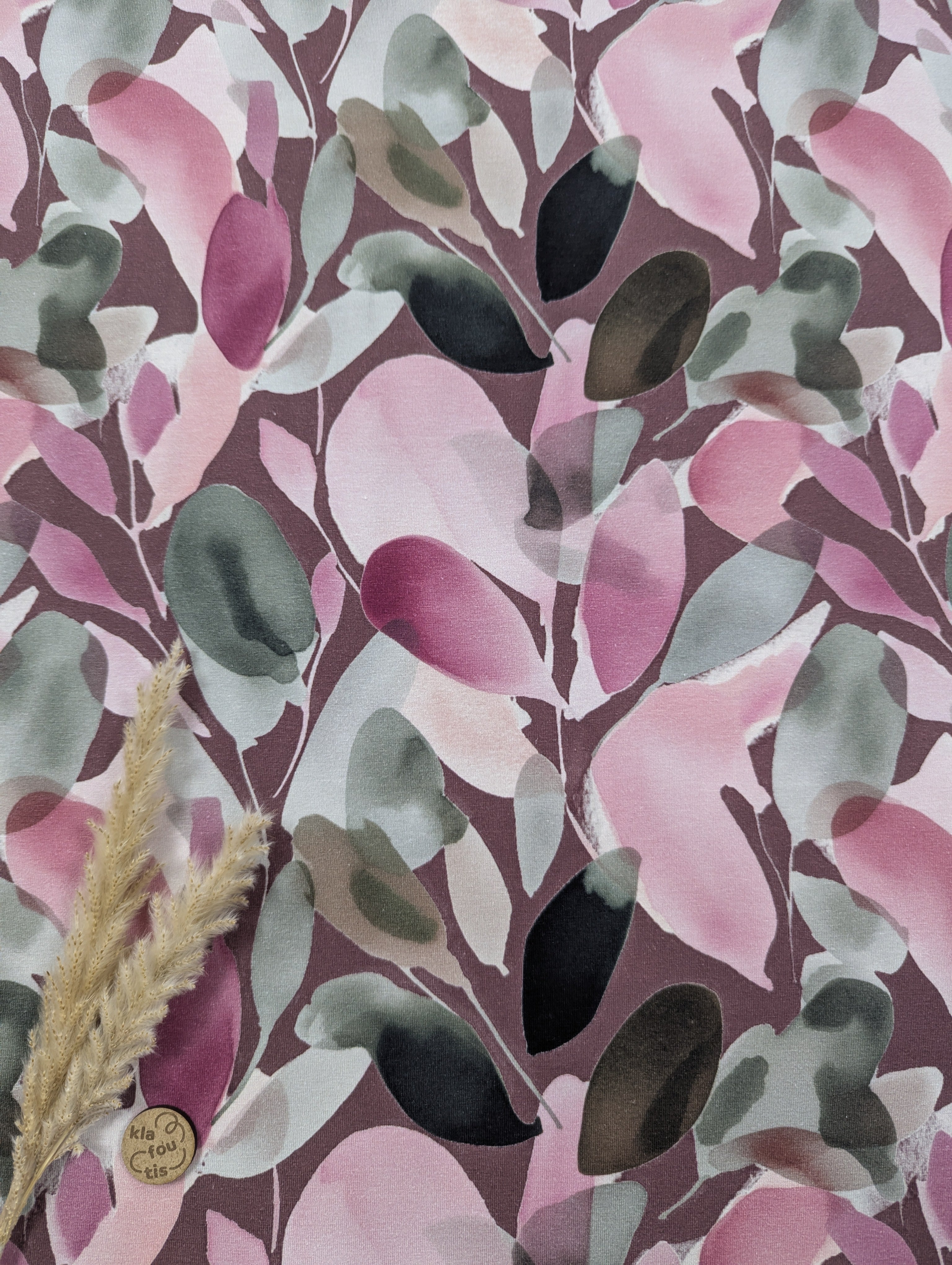 Jersey de coton rose - effet végétal