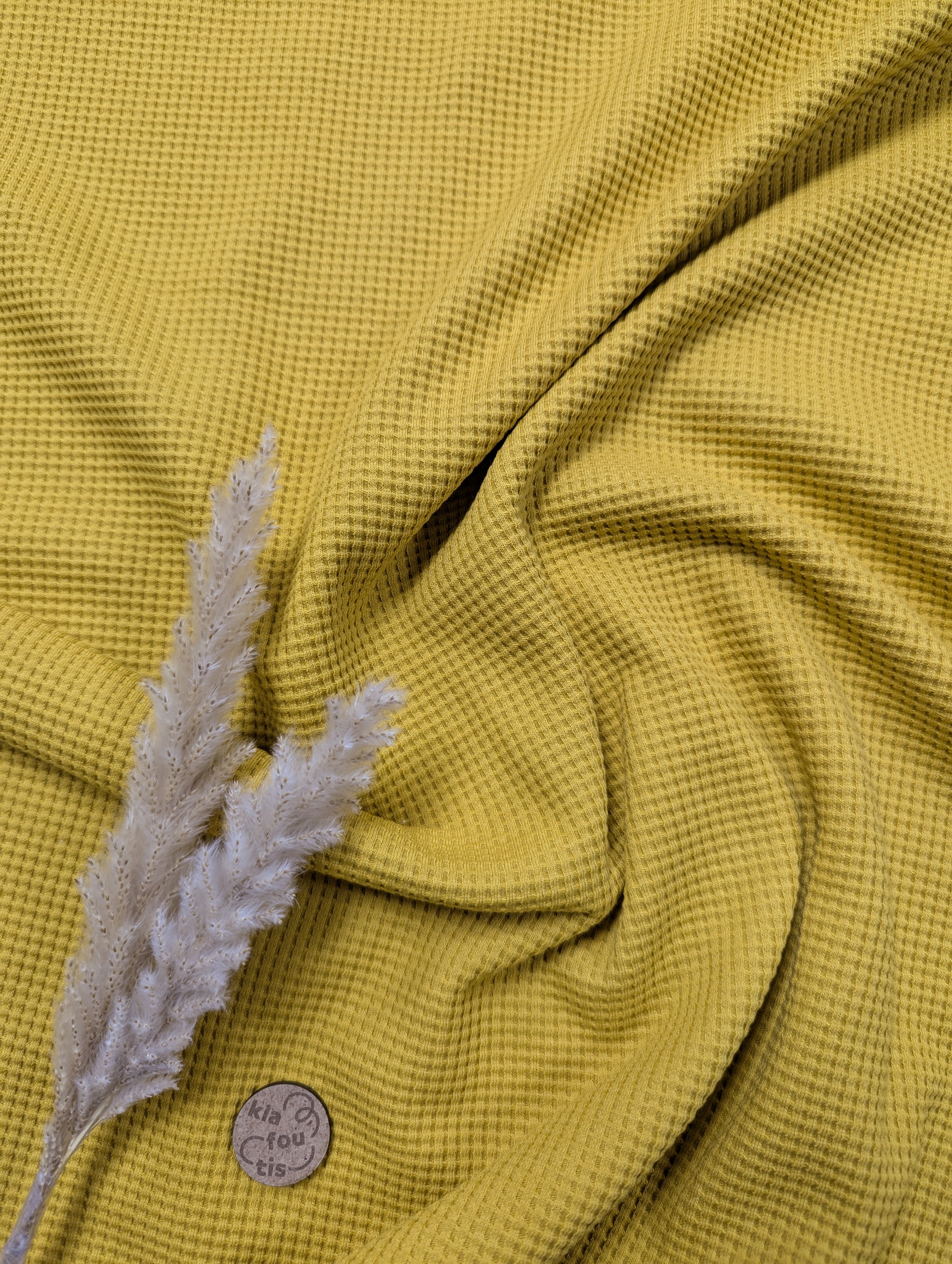 Jersey de coton gaufré BIO - moutarde