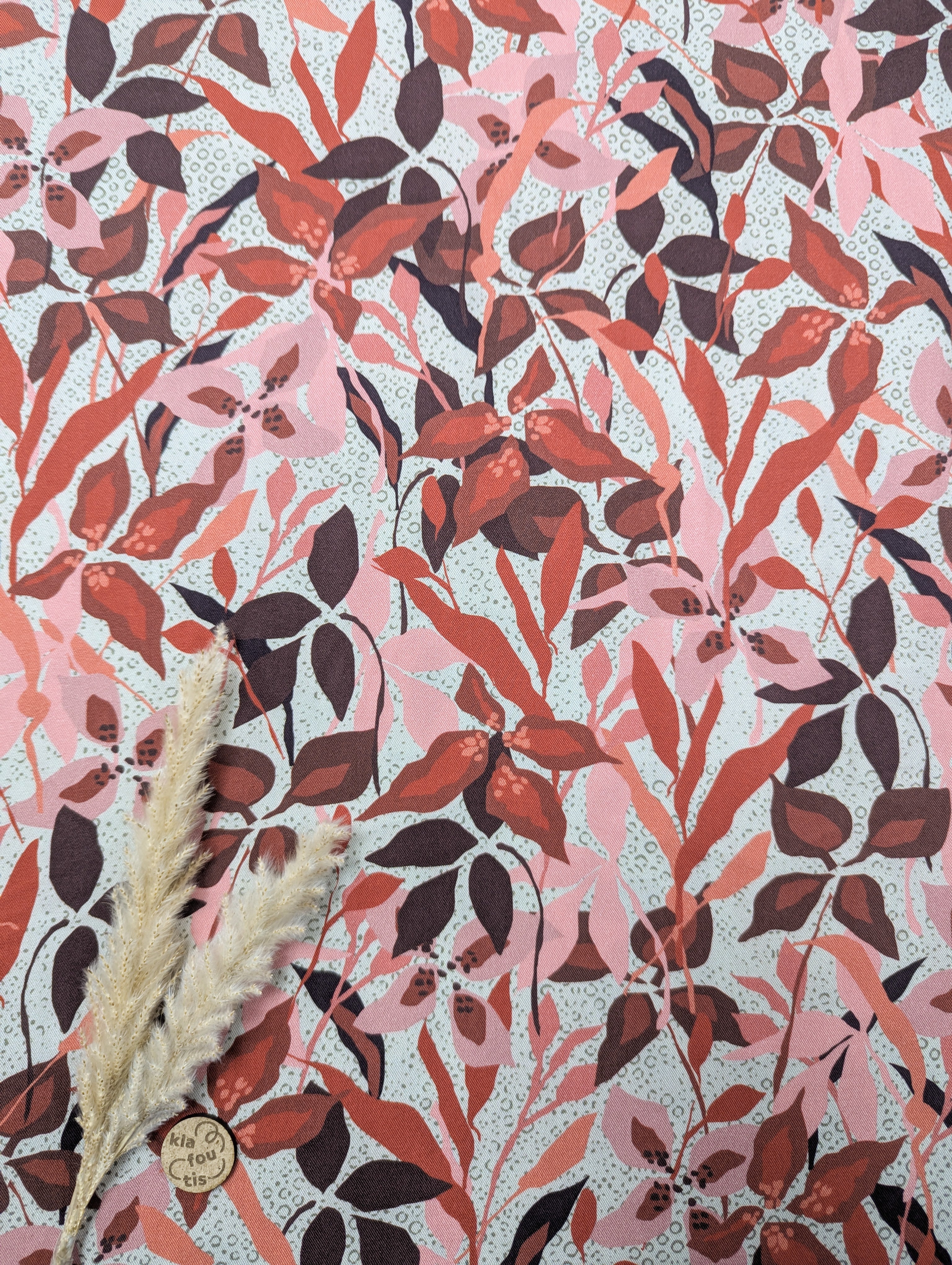 Twill de viscose greige - floraison rosée