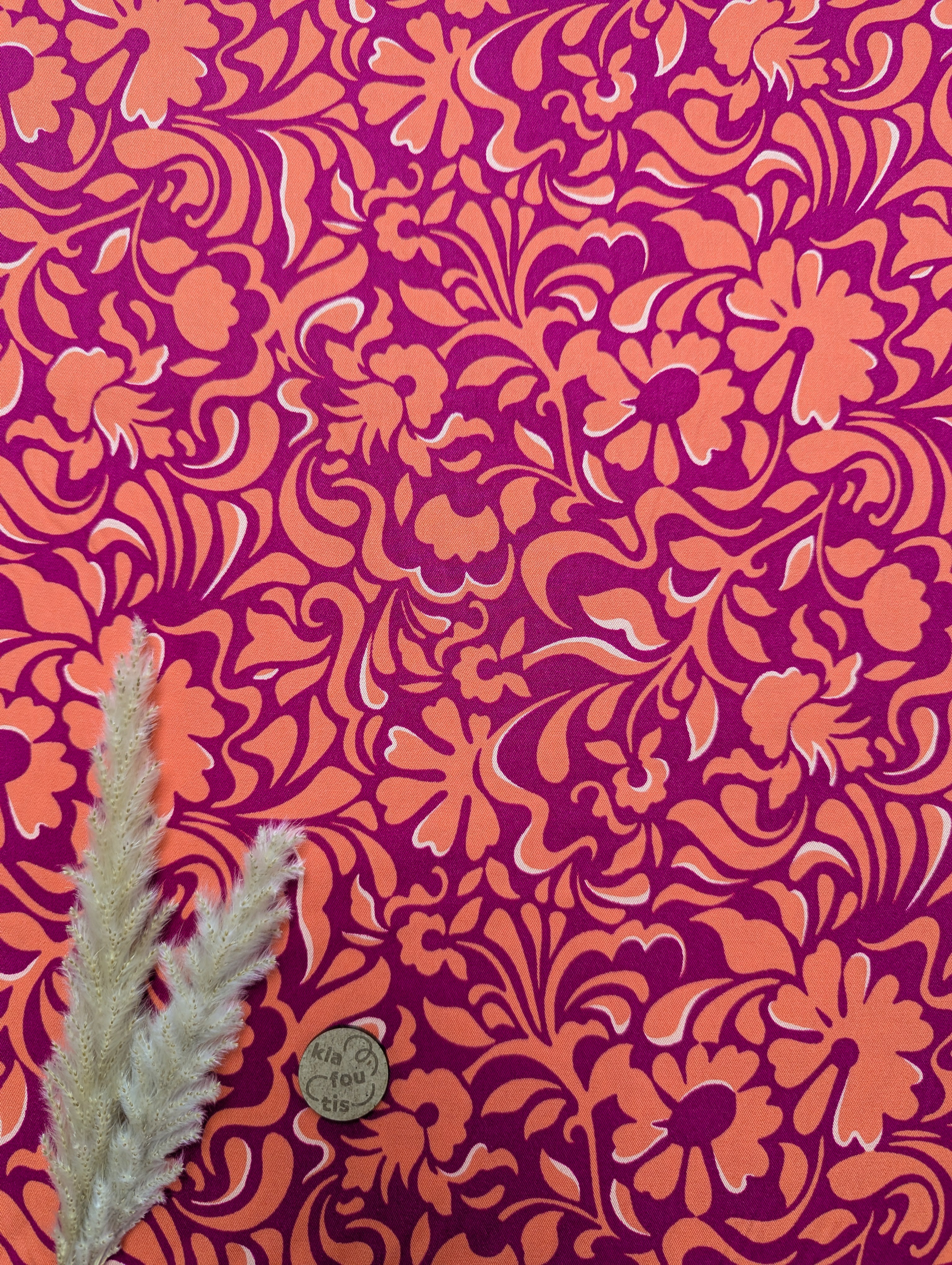 Twill de viscose magenta - peps orangé