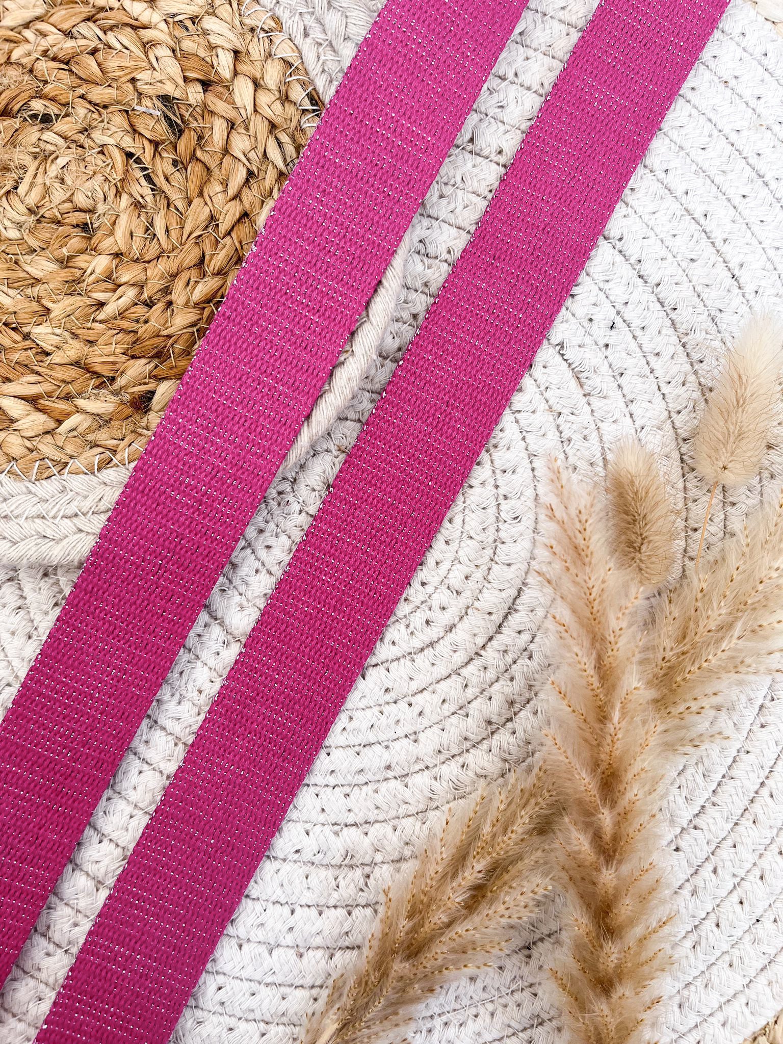 Sangle lurex - rose vif et argenté