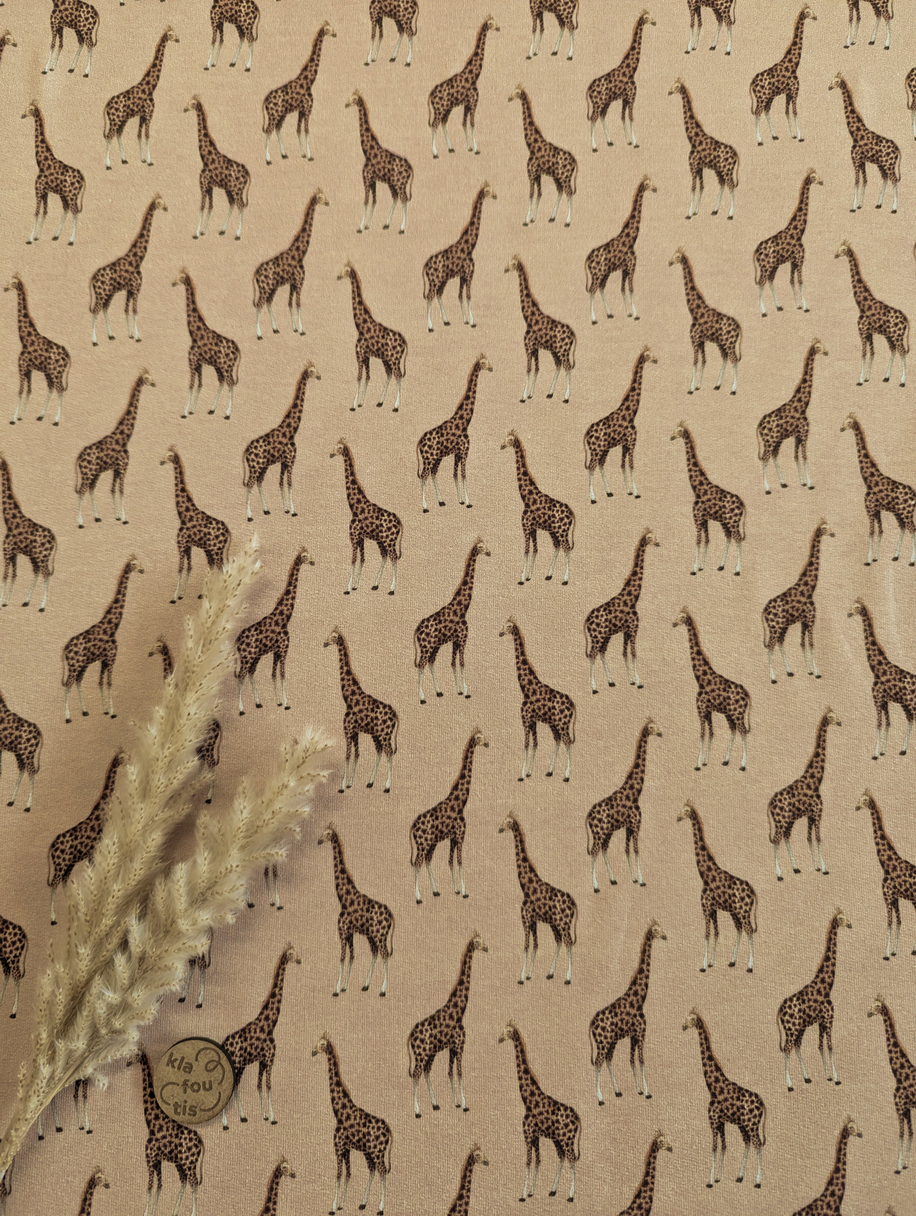 French Terry beige - girafes