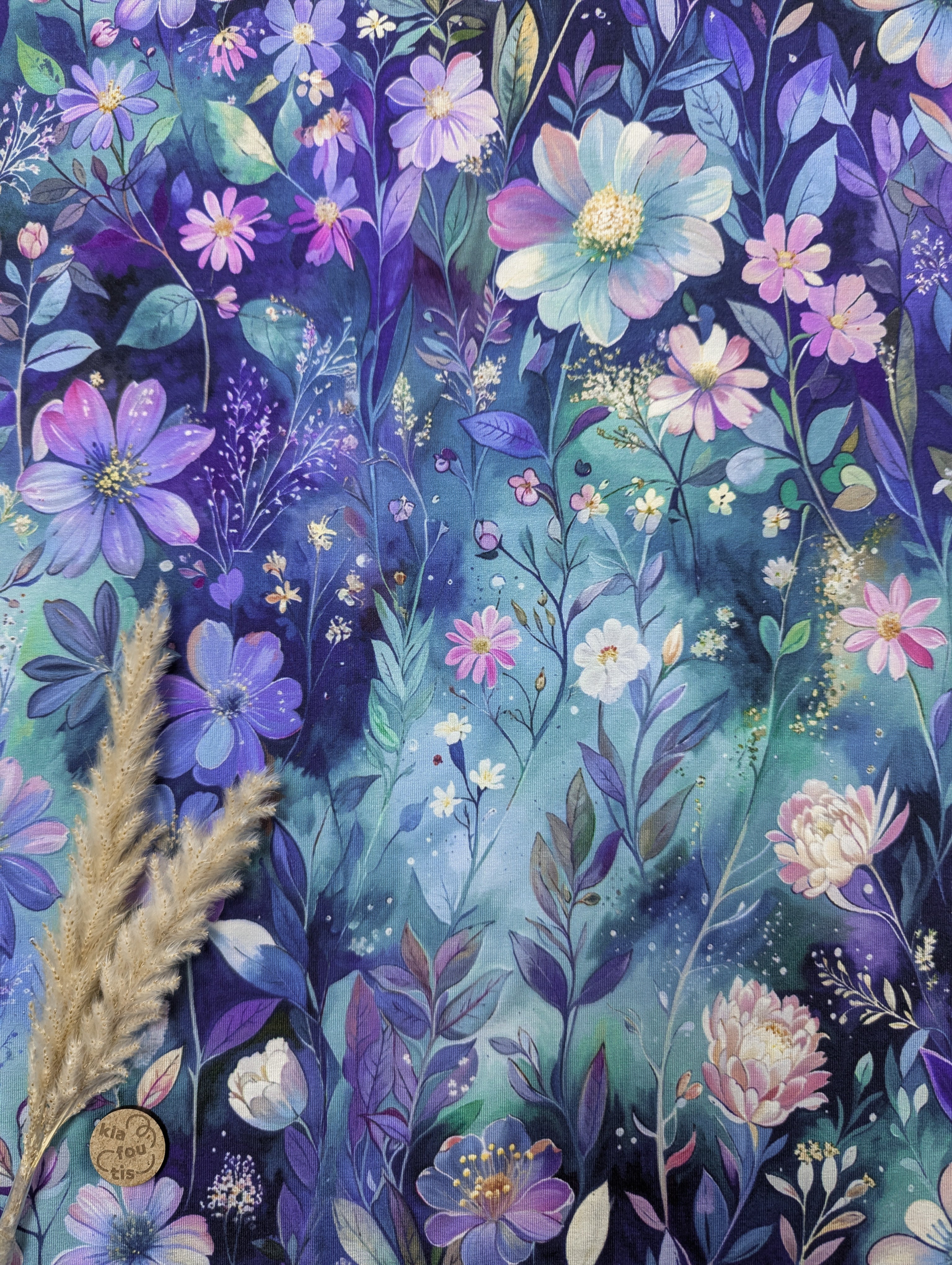 Jersey de viscose bleu - nuitée féerique