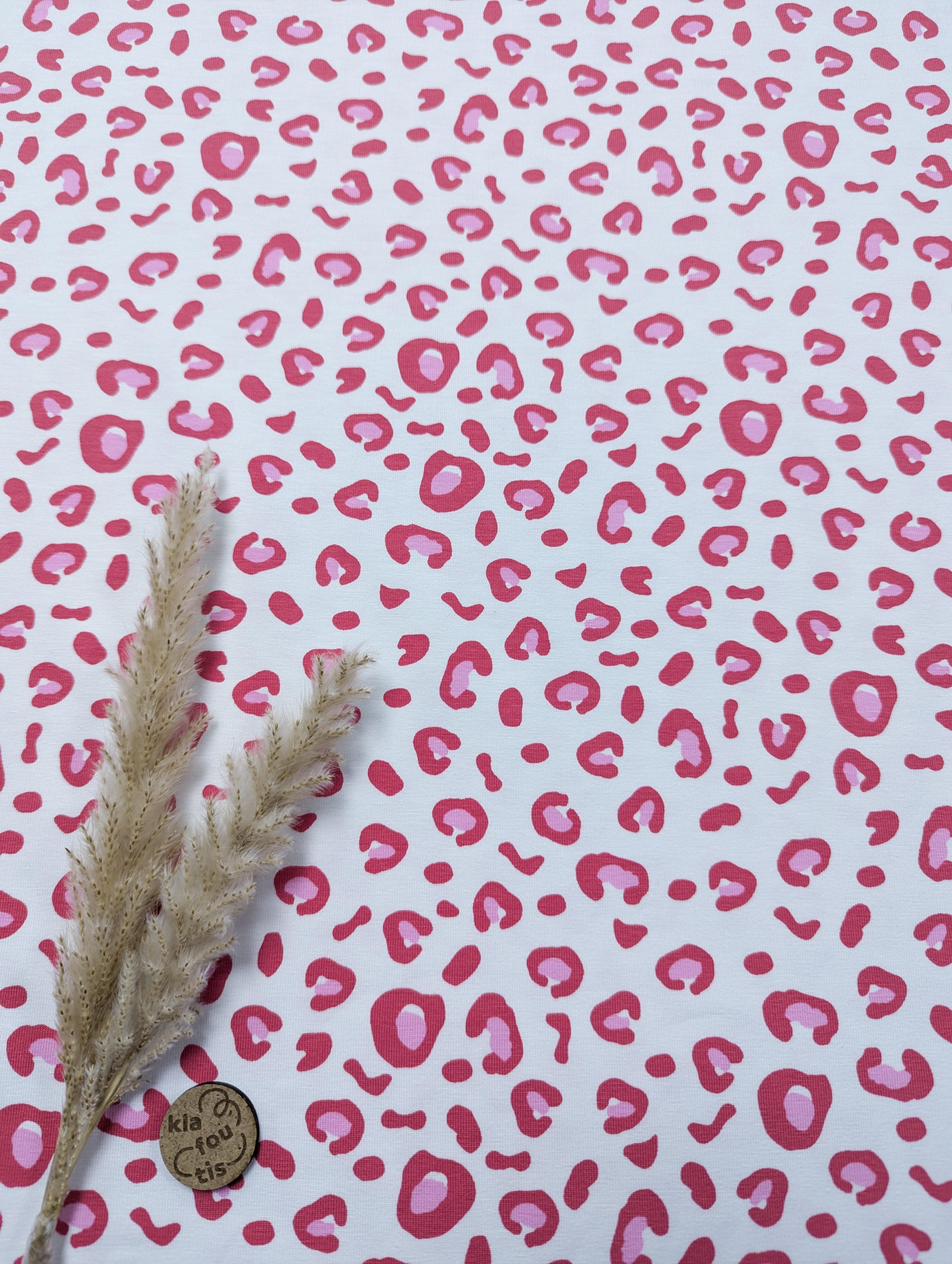 Jersey de coton blanc - graou rose