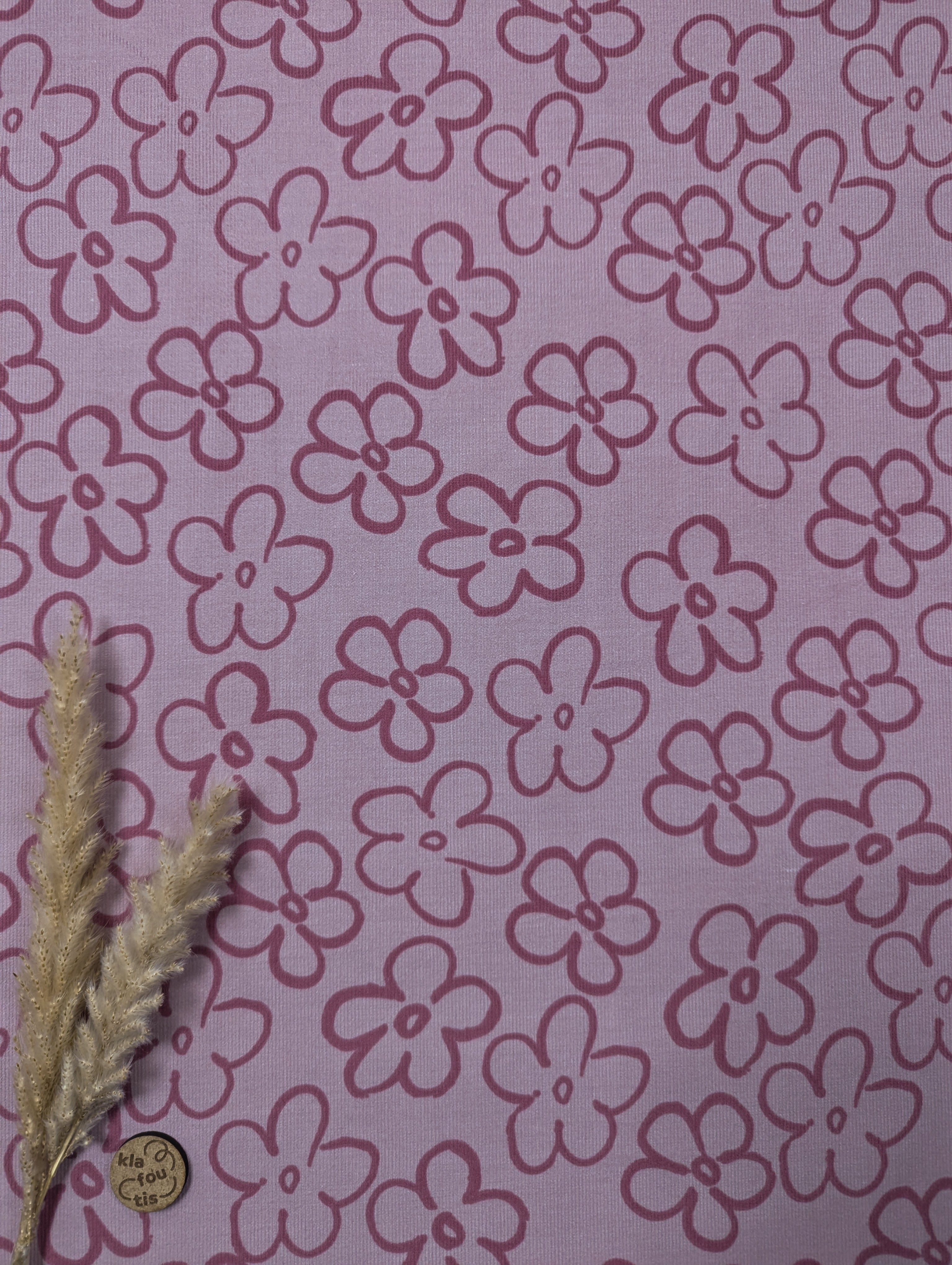 Velours milleraies rose - fleurs simples