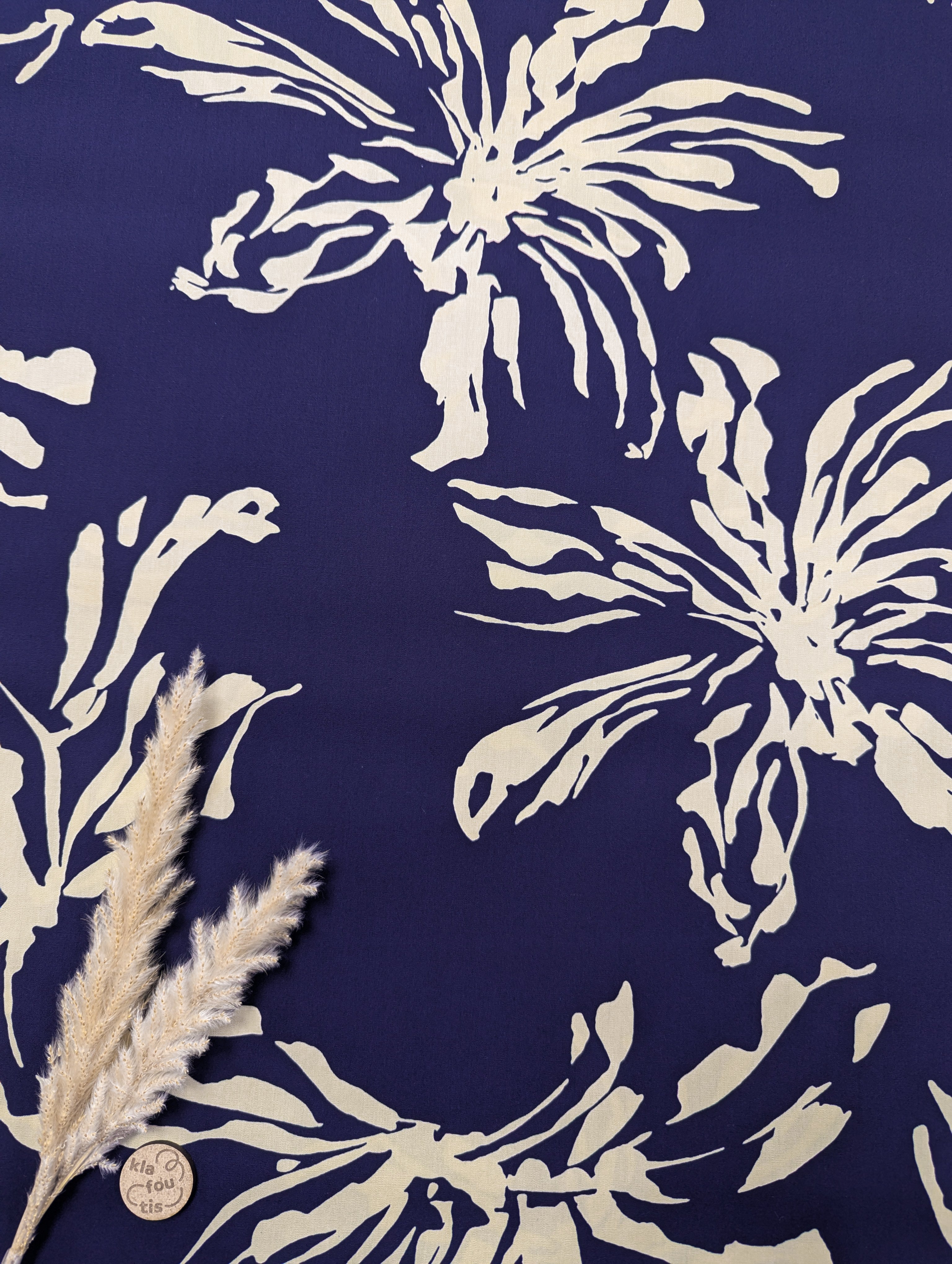 Popeline de coton bleu - Oasis