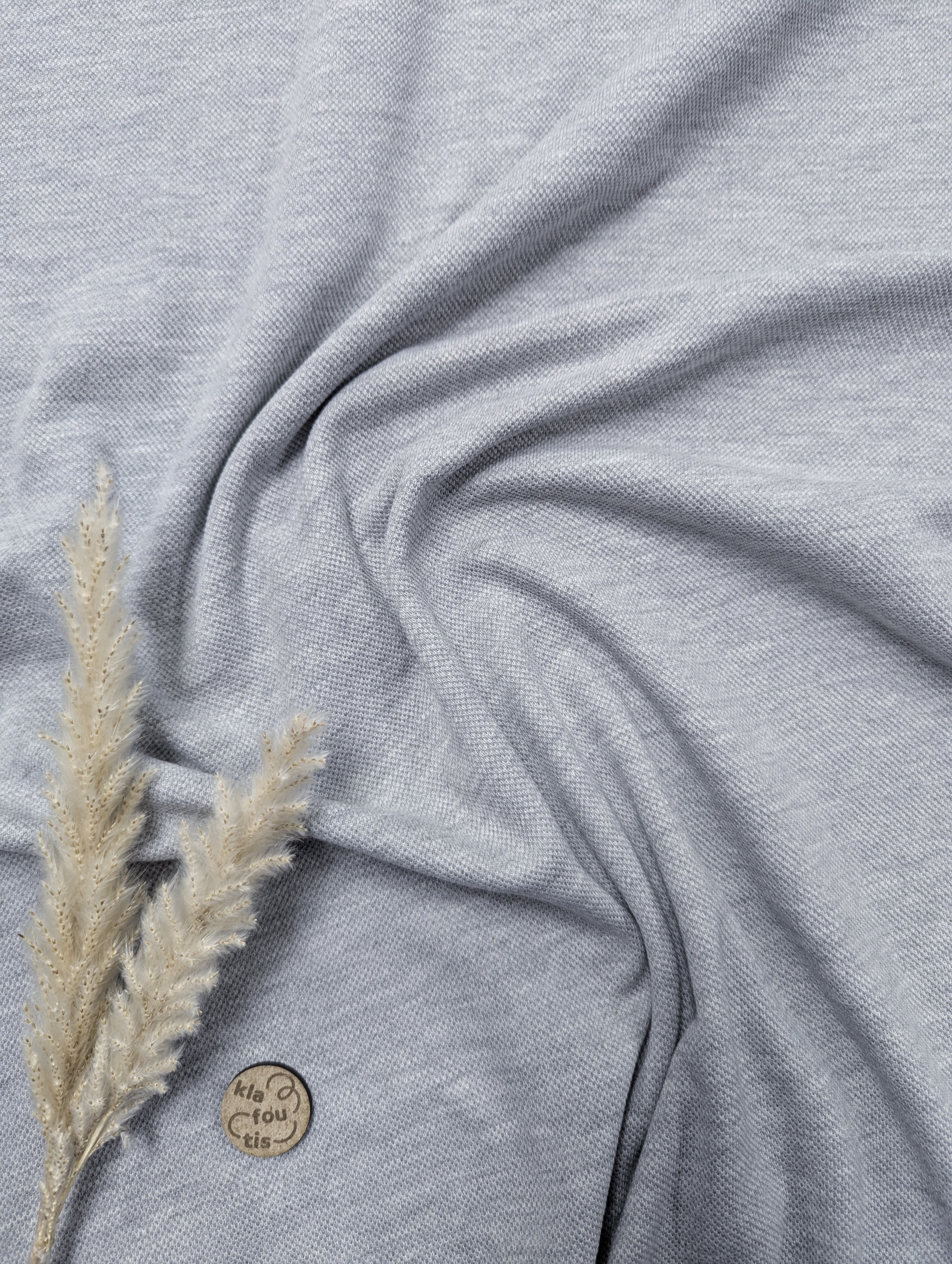 Jersey piqué de coton - maille polo - gris