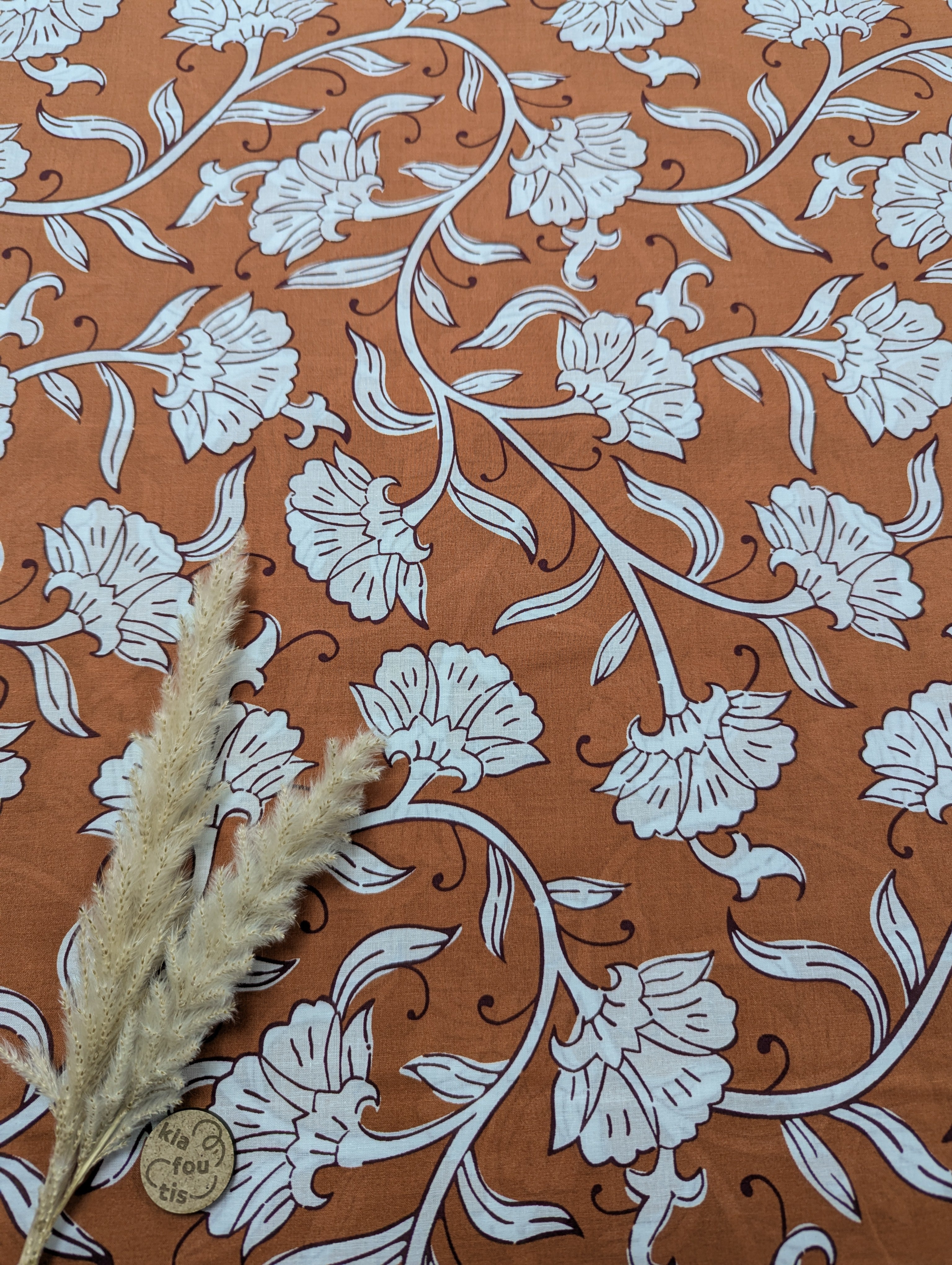 Voile de coton cognac - Jardin raffiné