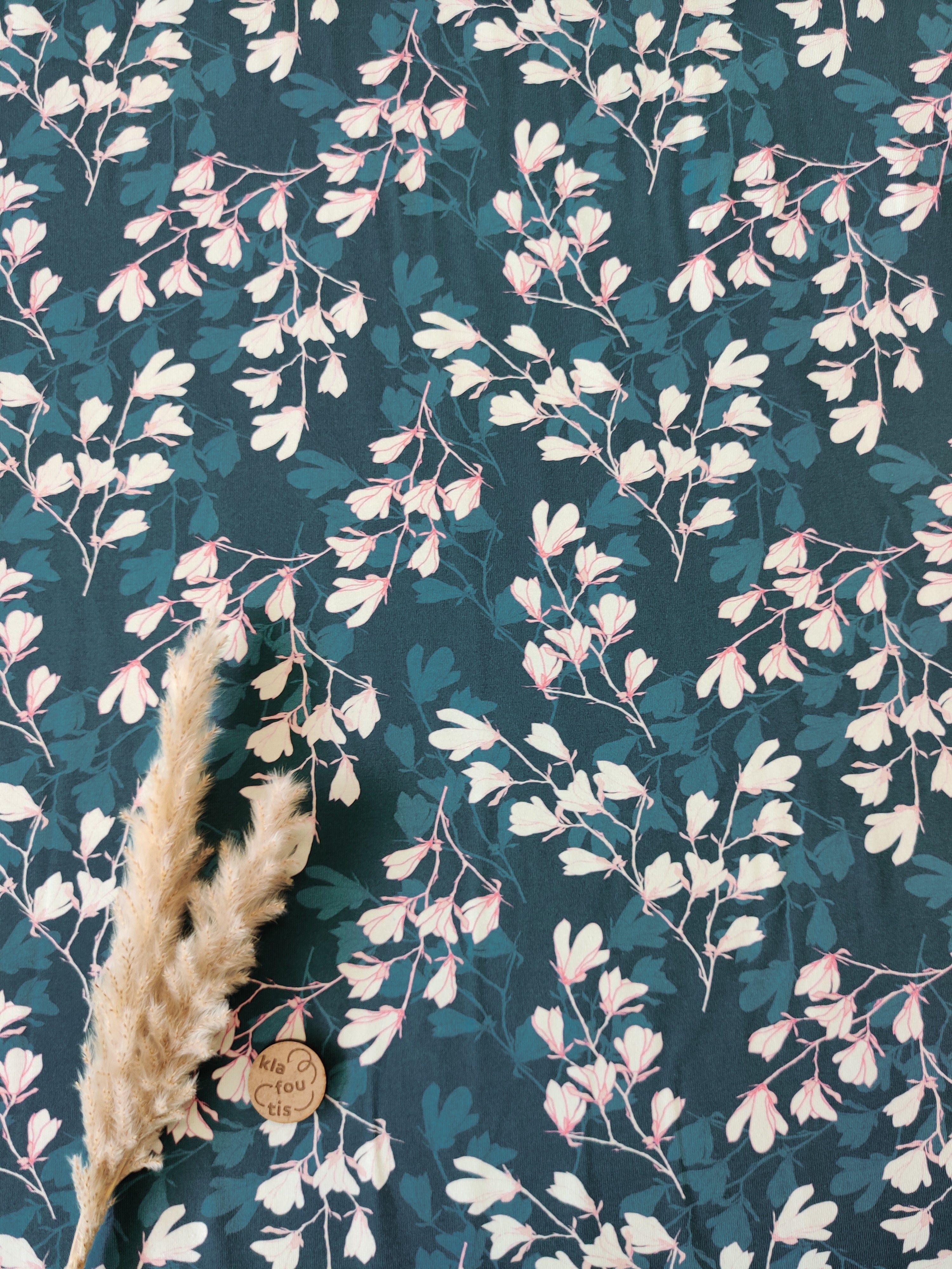 Jersey de coton pétrole - Branches légères