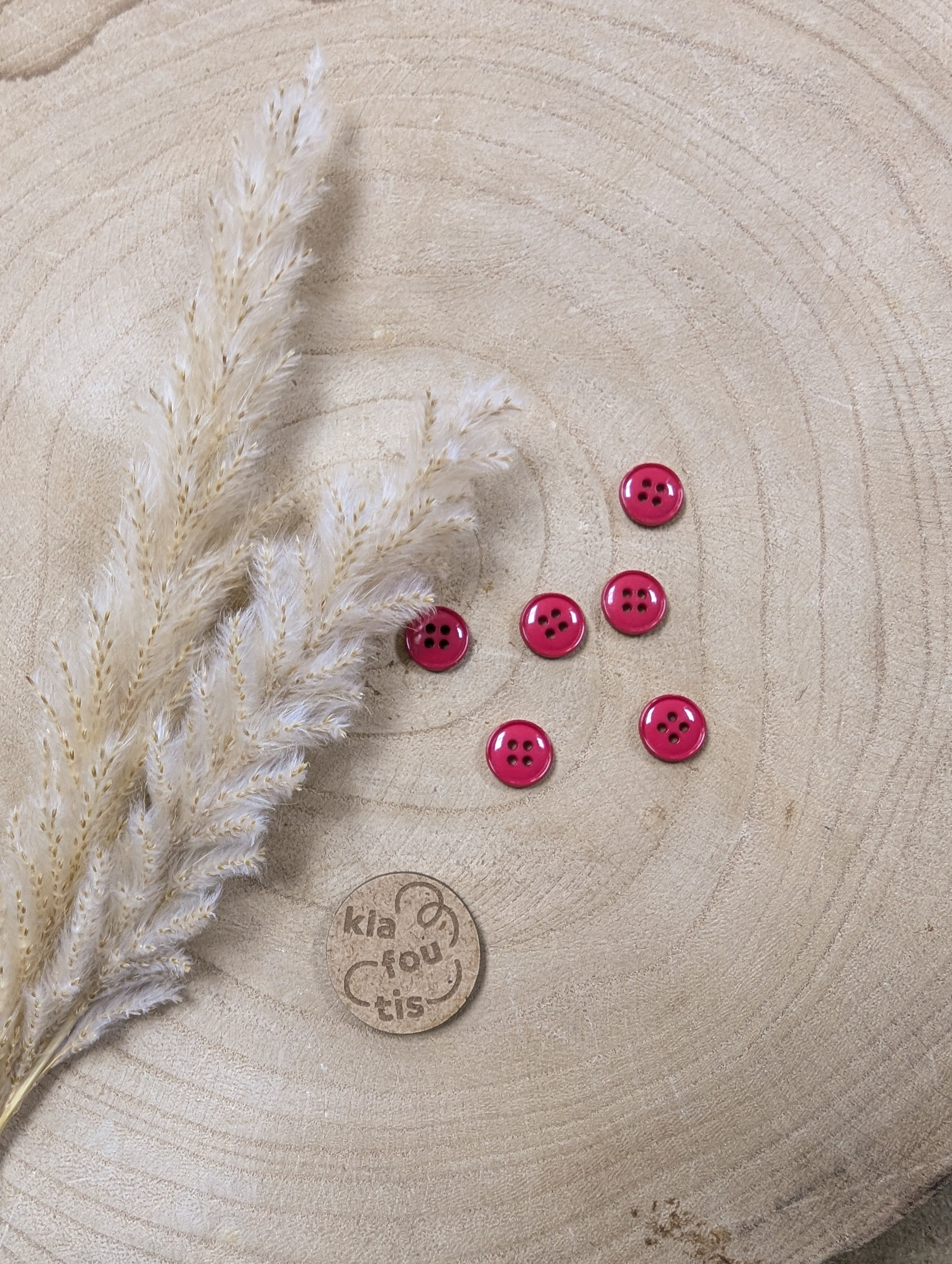 Boutons 4 trous -  framboise écrasée - 11 mm de diamètre