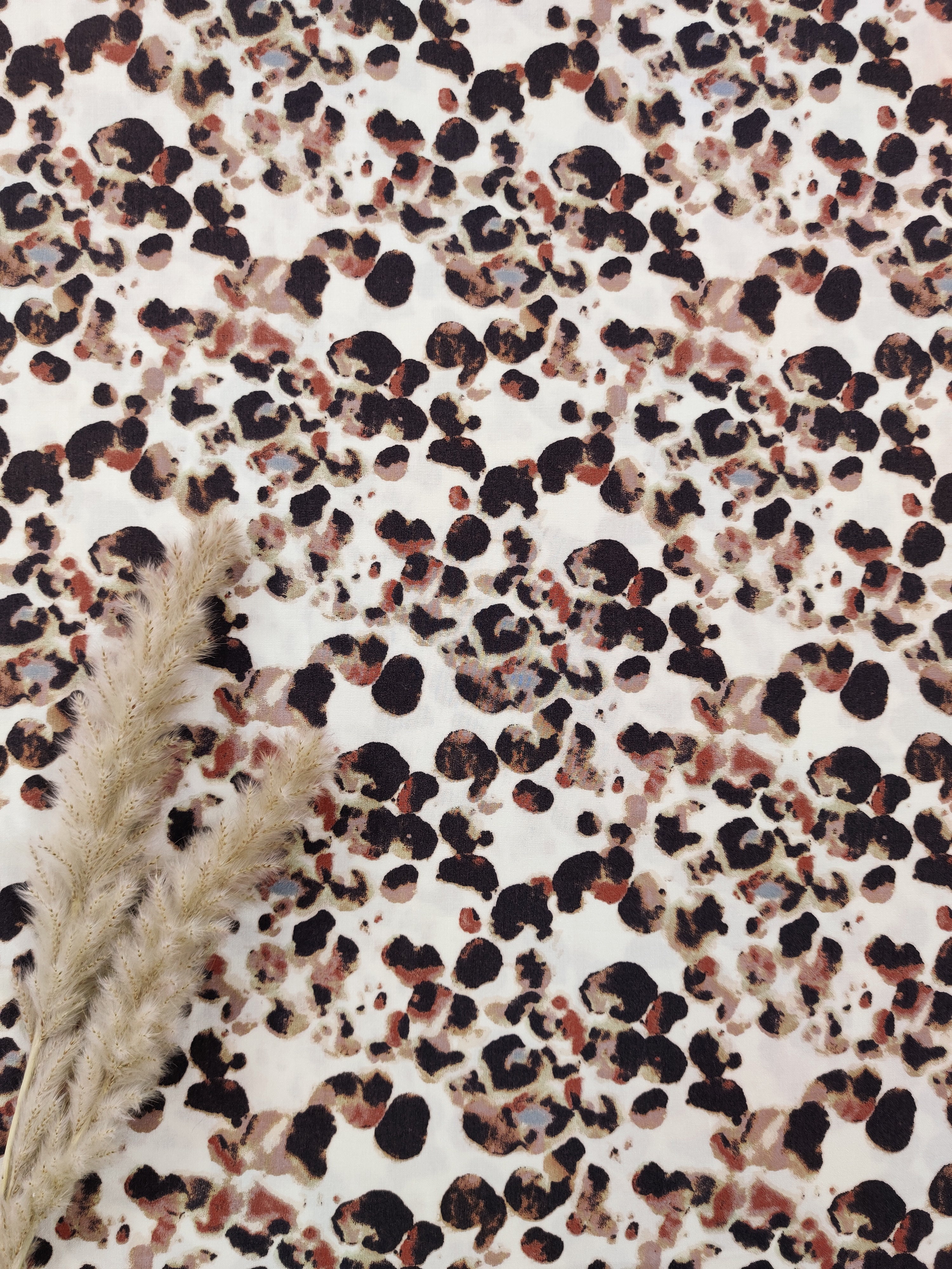 Popeline de viscose écrue - Bubulles chocolat