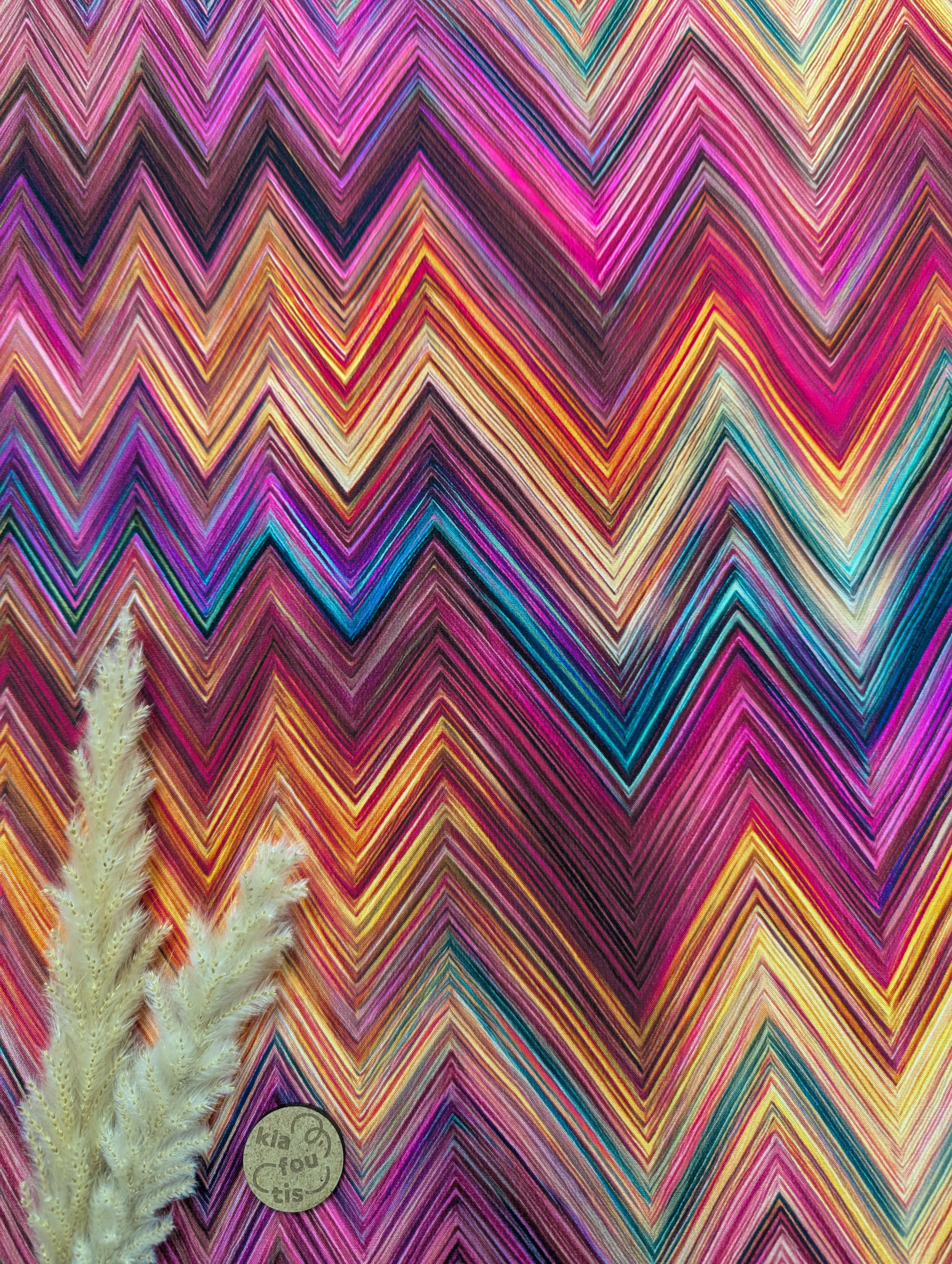Popeline de viscose - effet chevrons orangés