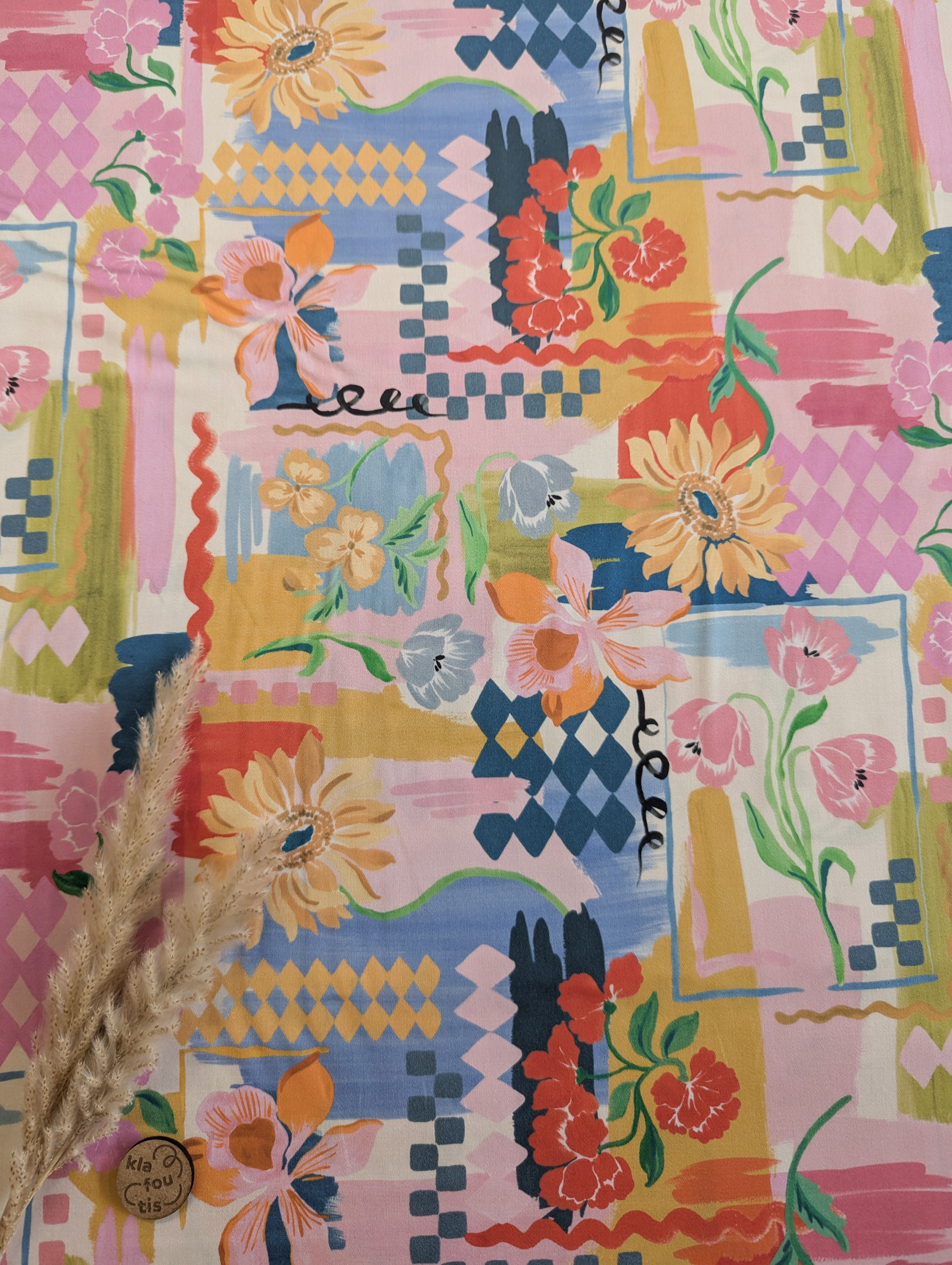 Satin de coton rose - bonne humeur