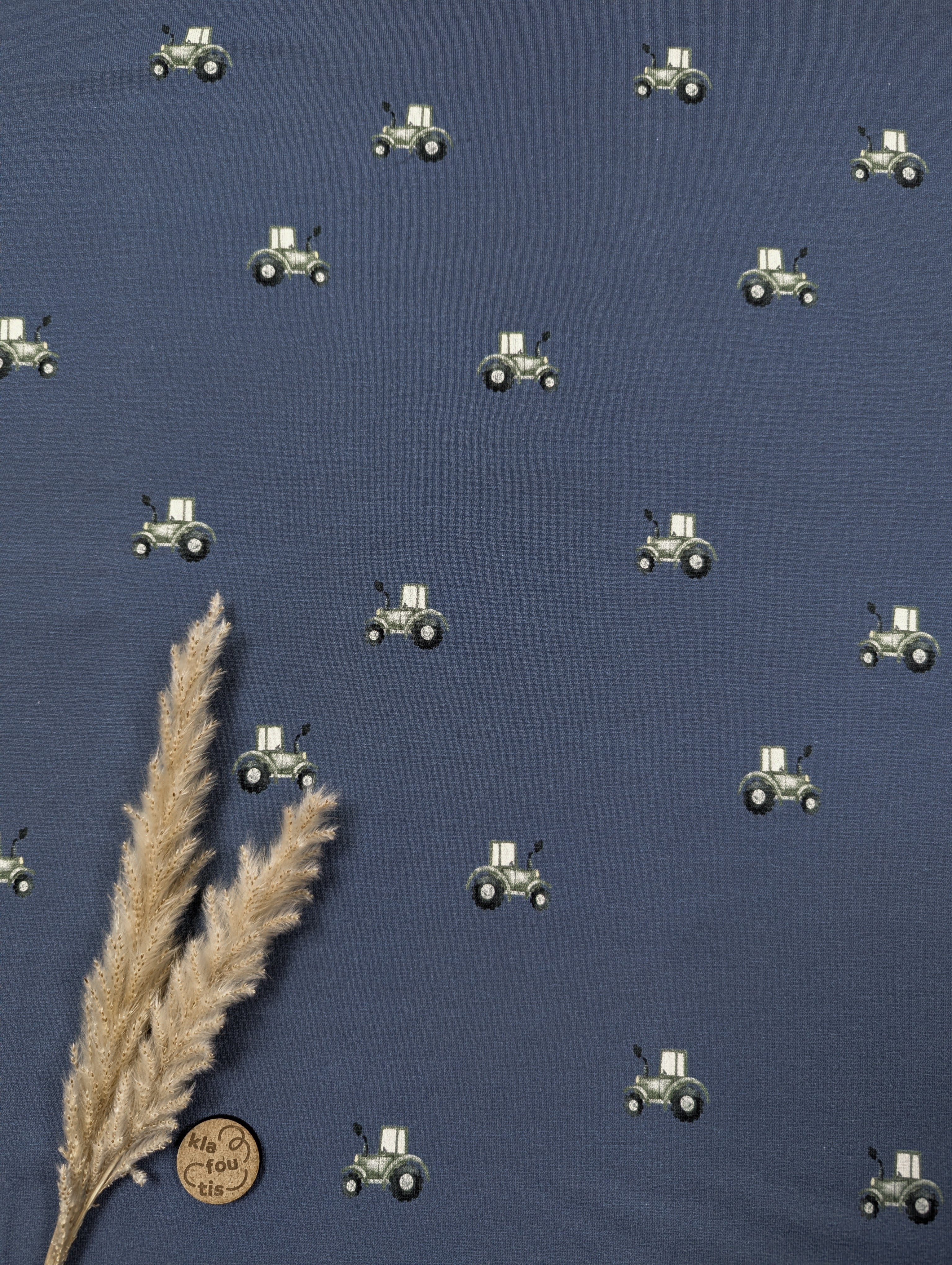 Jersey de coton bleu indigo - tracteurs