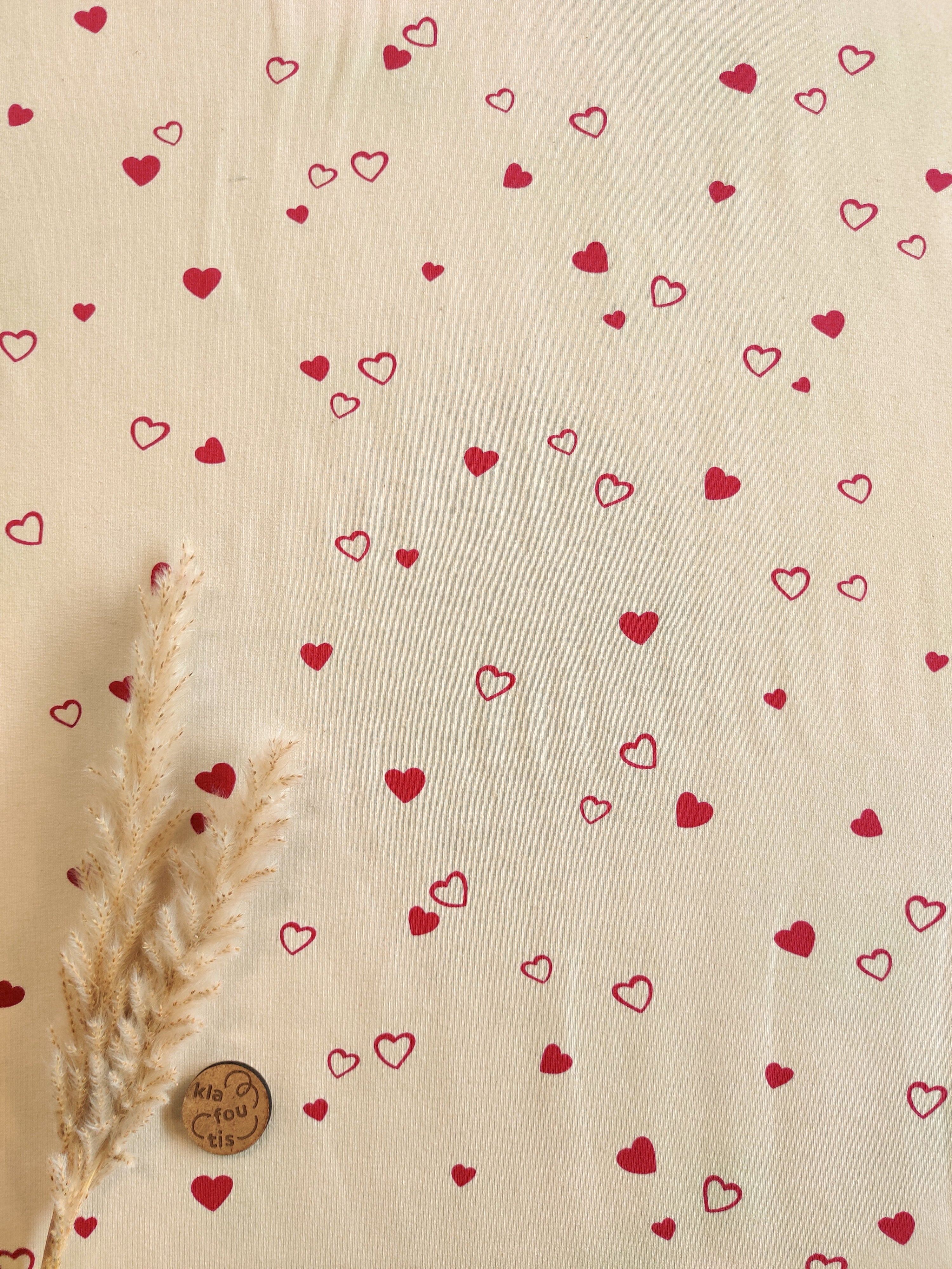 Jersey de coton bio crème - Pluie d’amour