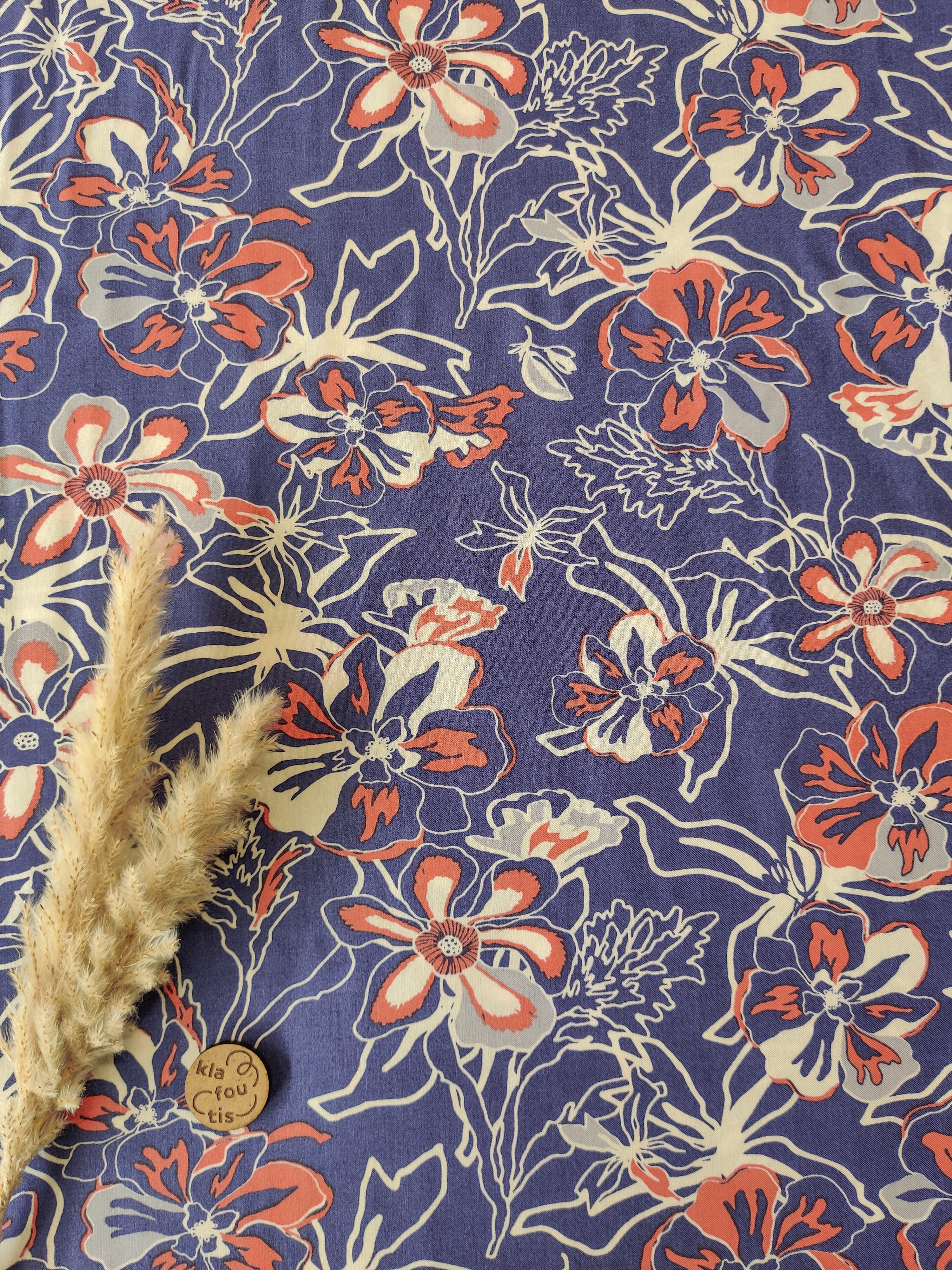 Popeline de viscose bleu moyen - Soleil d’ocre