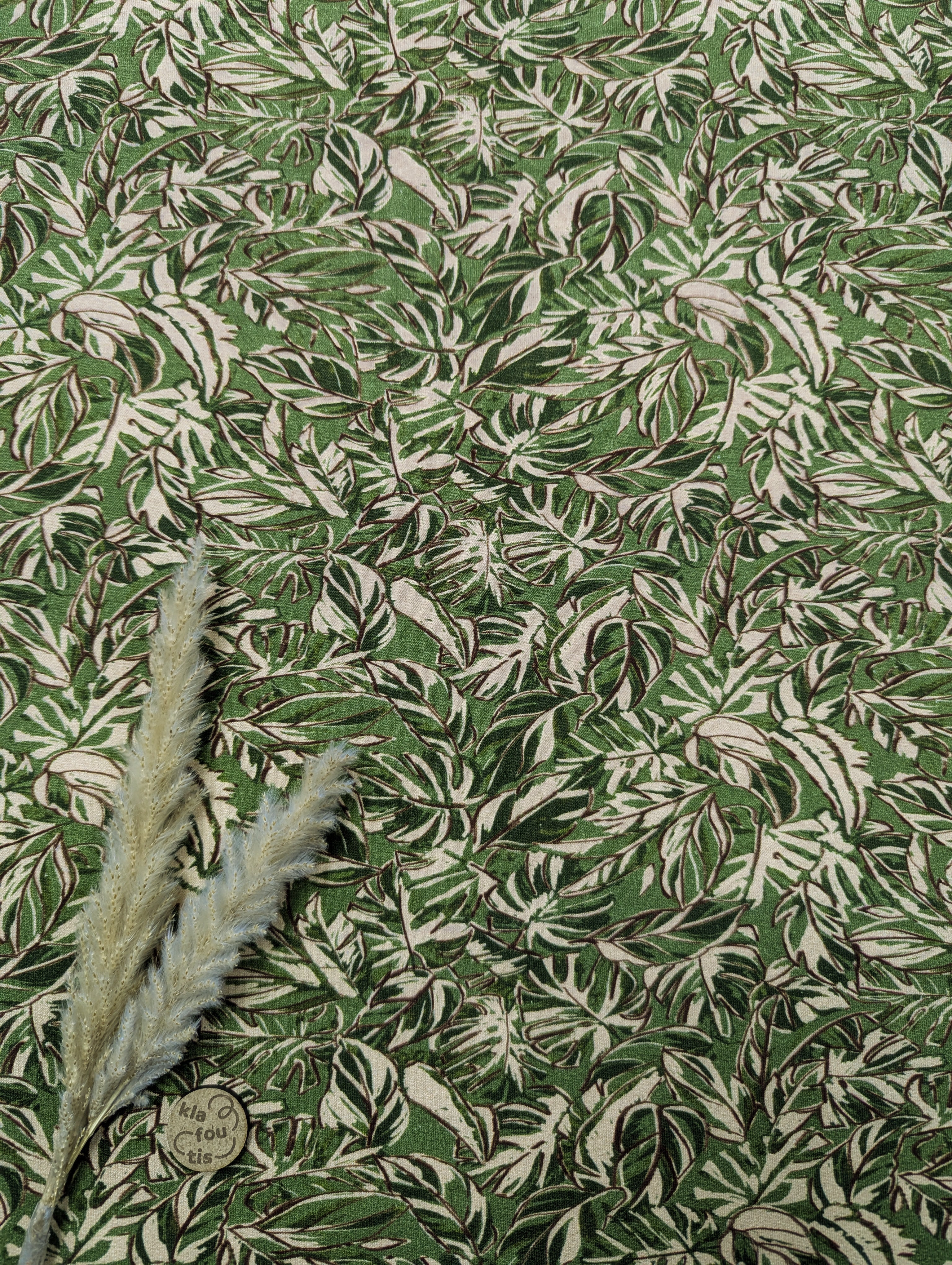 French Terry vert - méli-mélo végétal