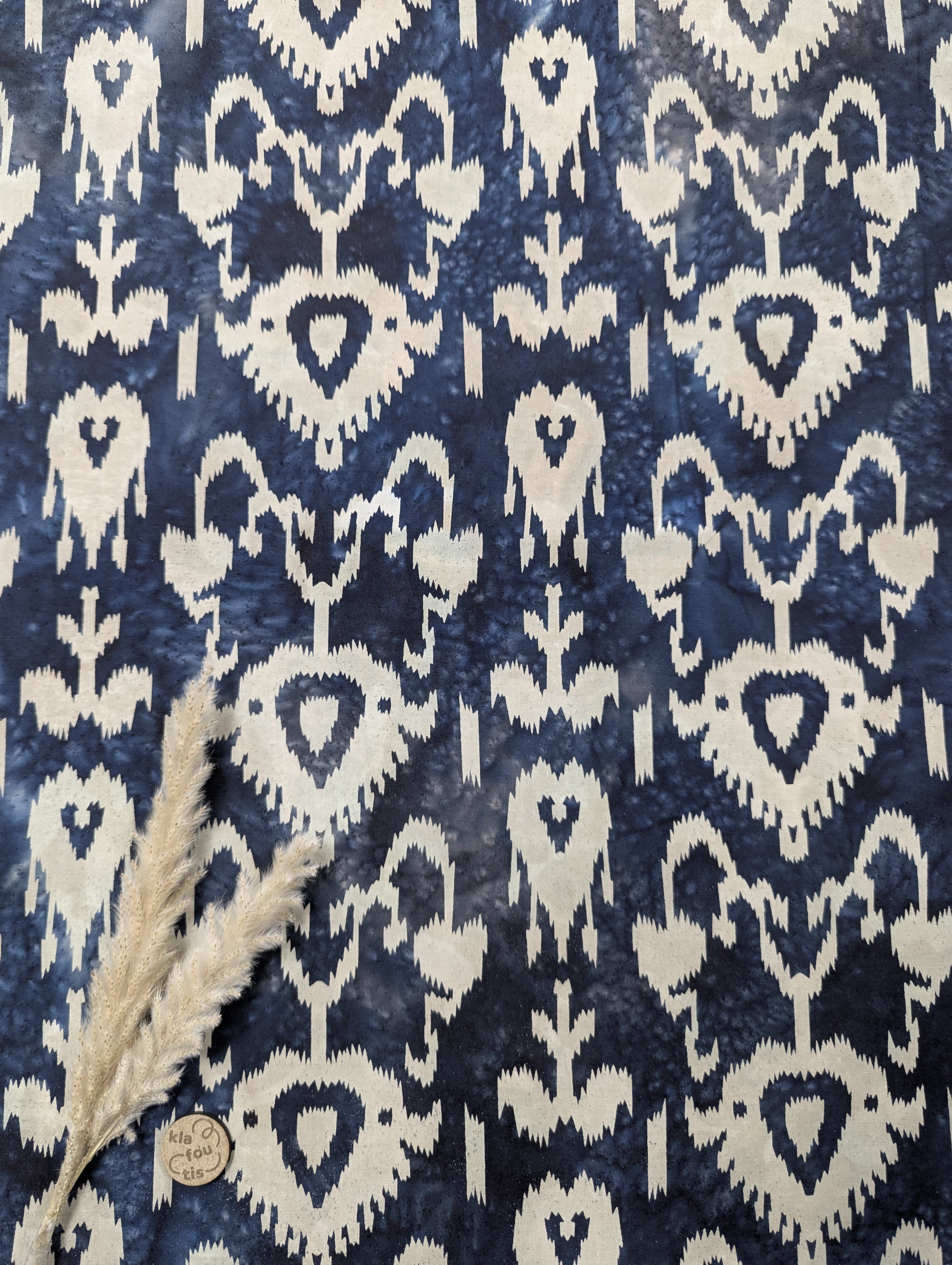 Popeline de coton Batik bleu marine - inspiration indonésienne