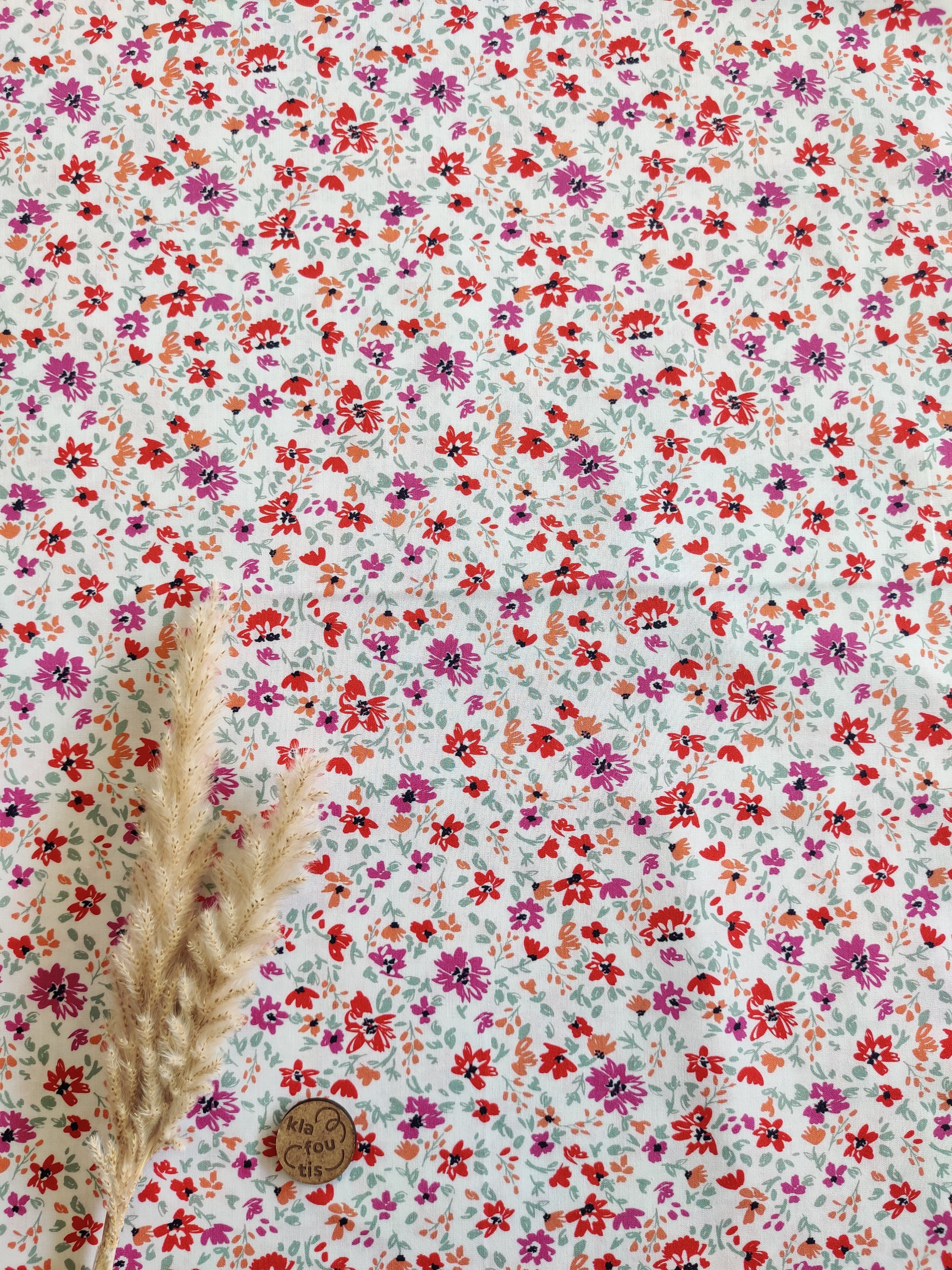 Popeline de coton blanche - Pétales joyeux