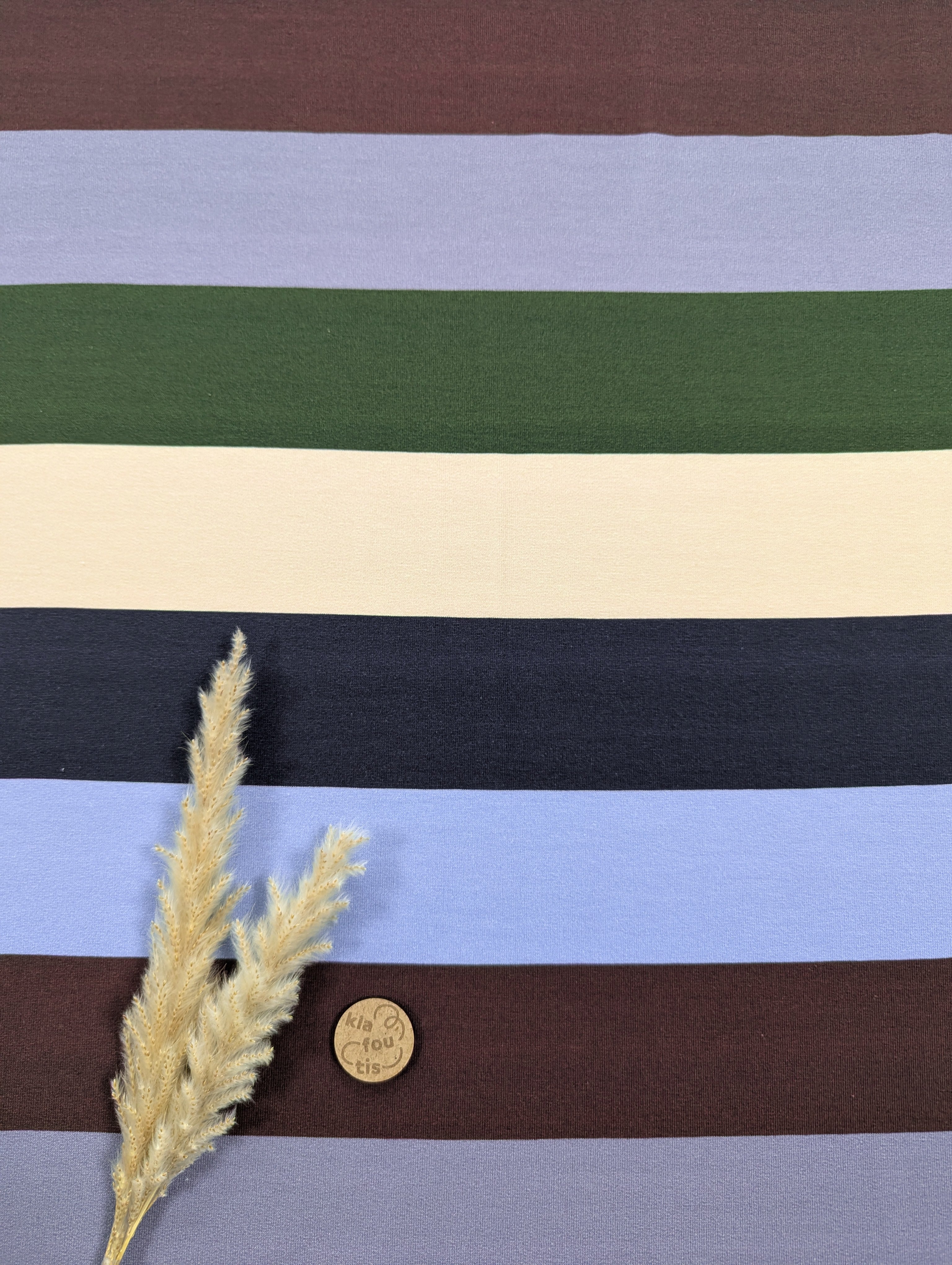 French Terry ligné - bleu clair, marron etc.
