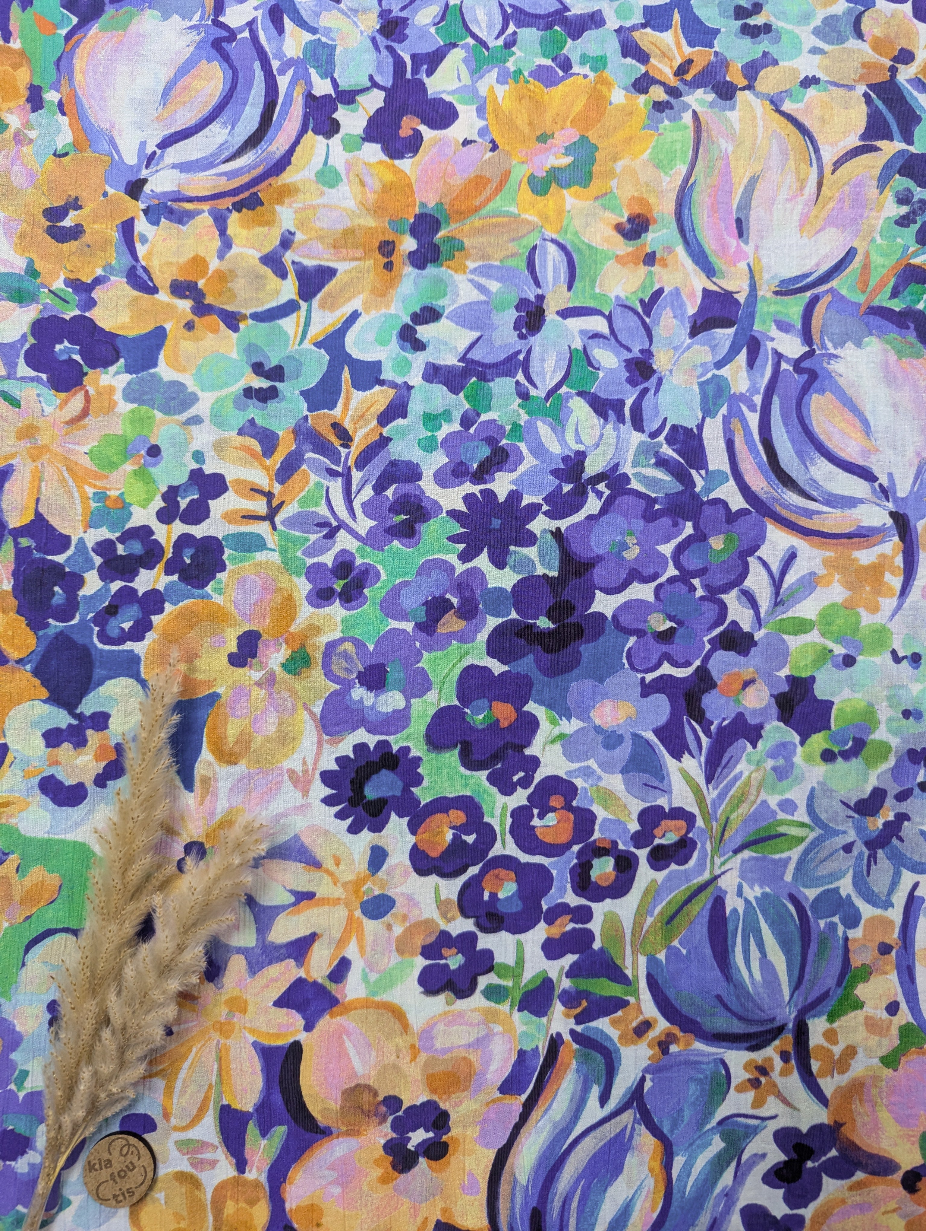 Popeline de viscose crinkle - joie bleutée