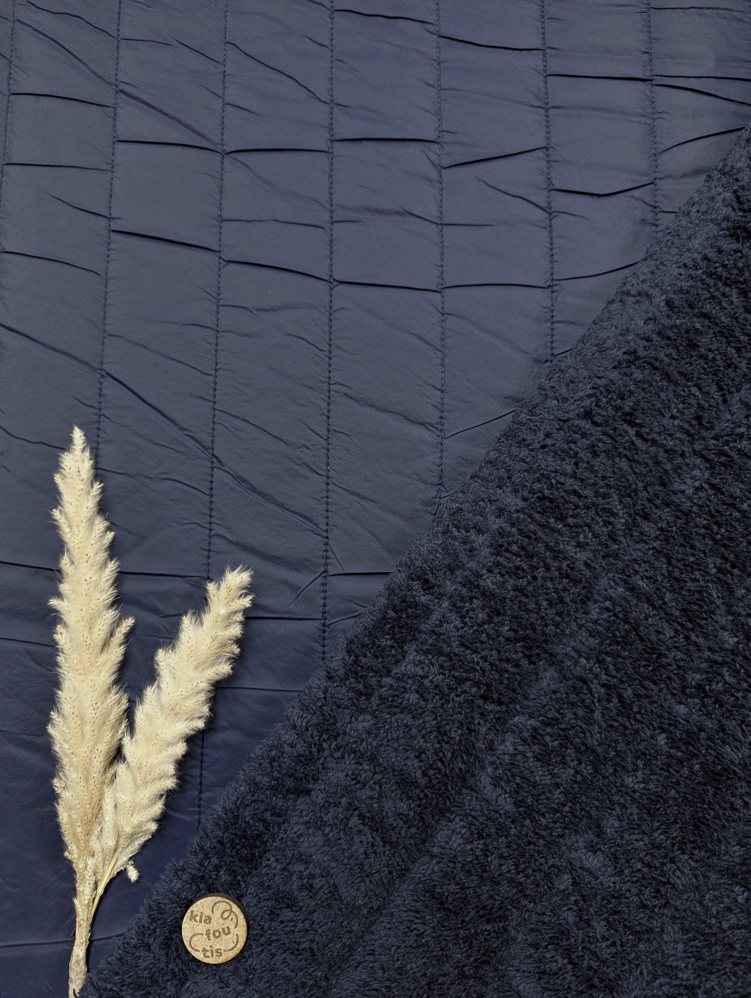 Matelassé doublé fourrure - bleu marine
