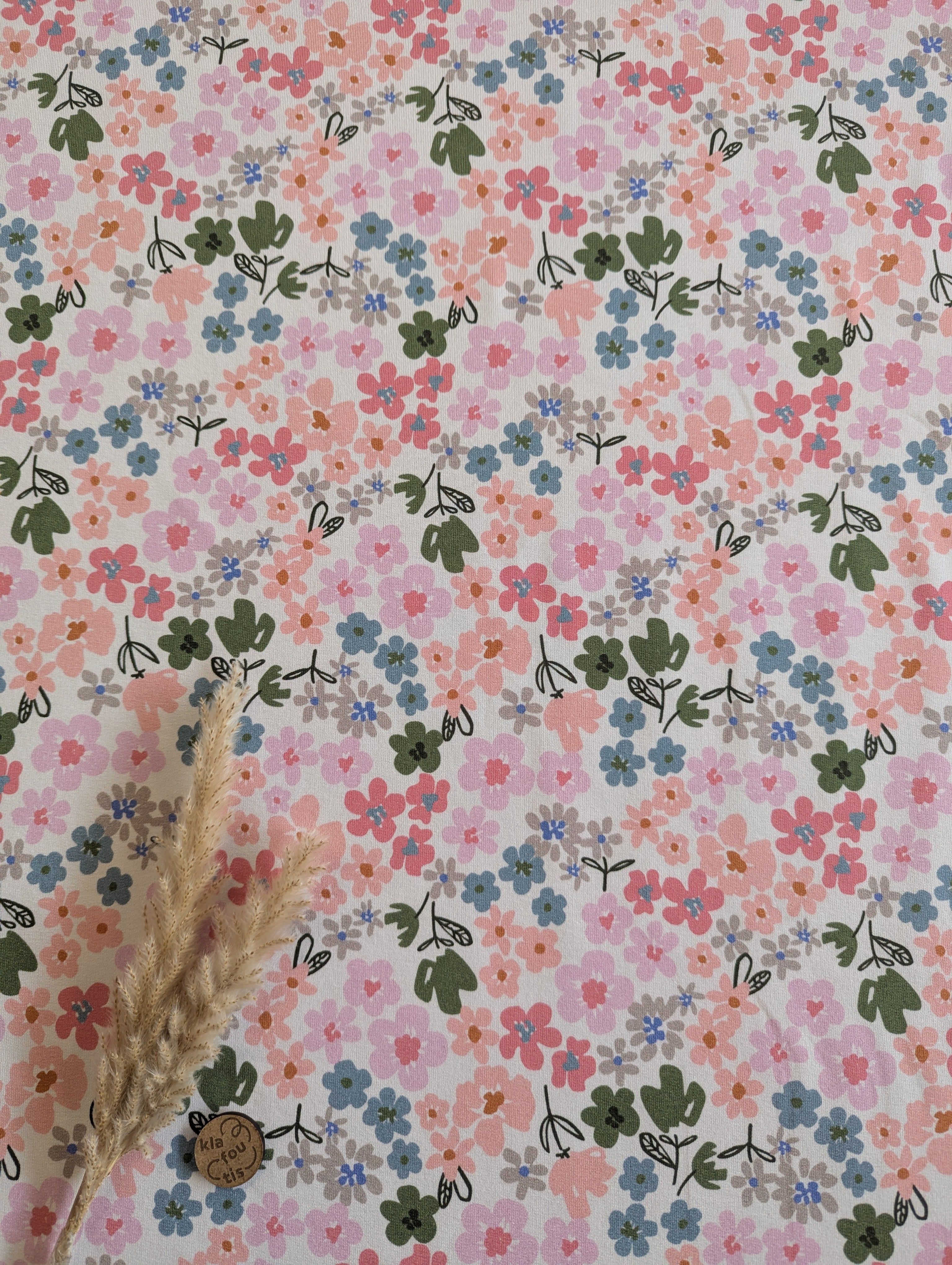 French Terry écru - douces fleurs