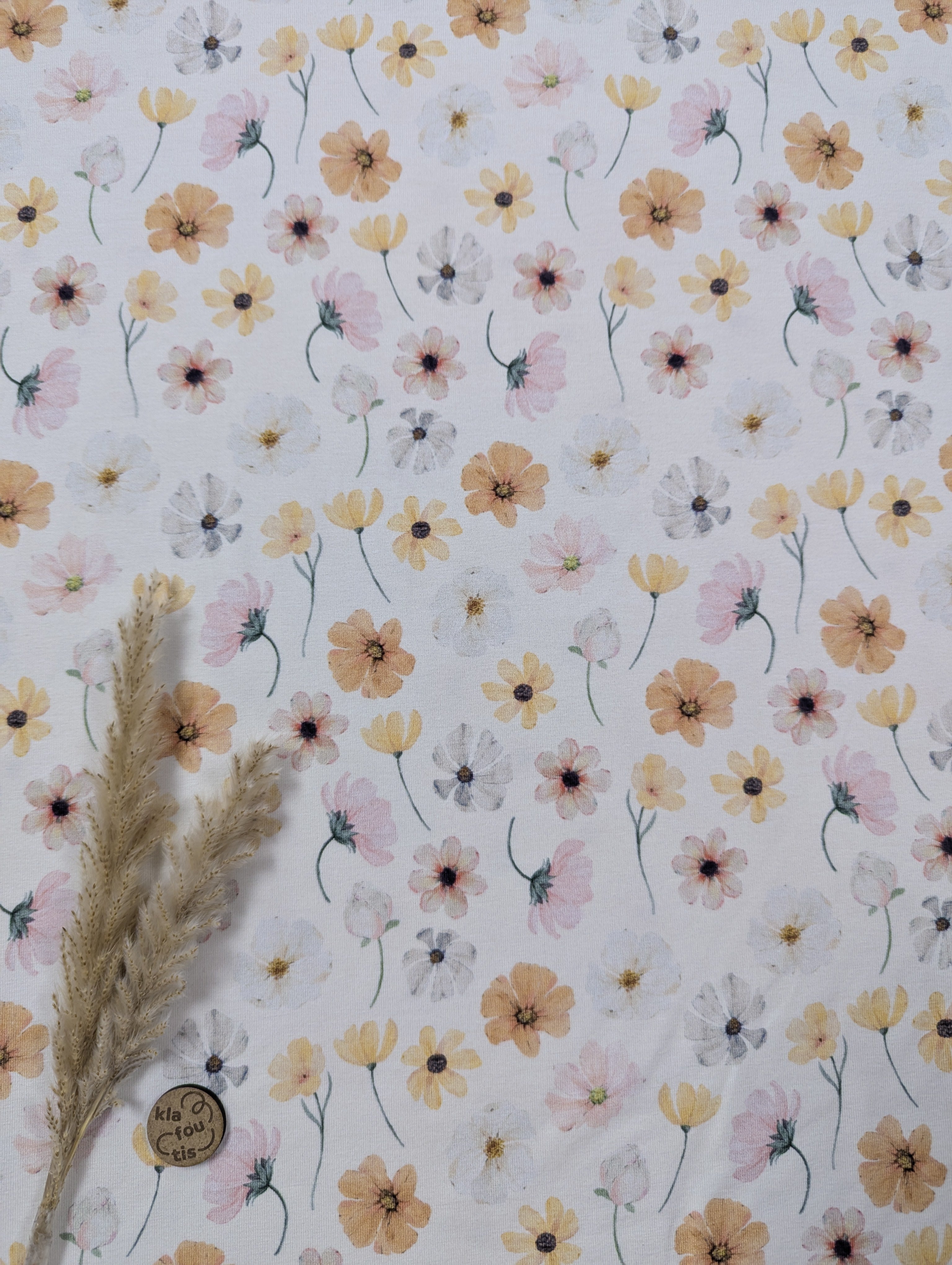 Jersey de coton BIO écru - herbier