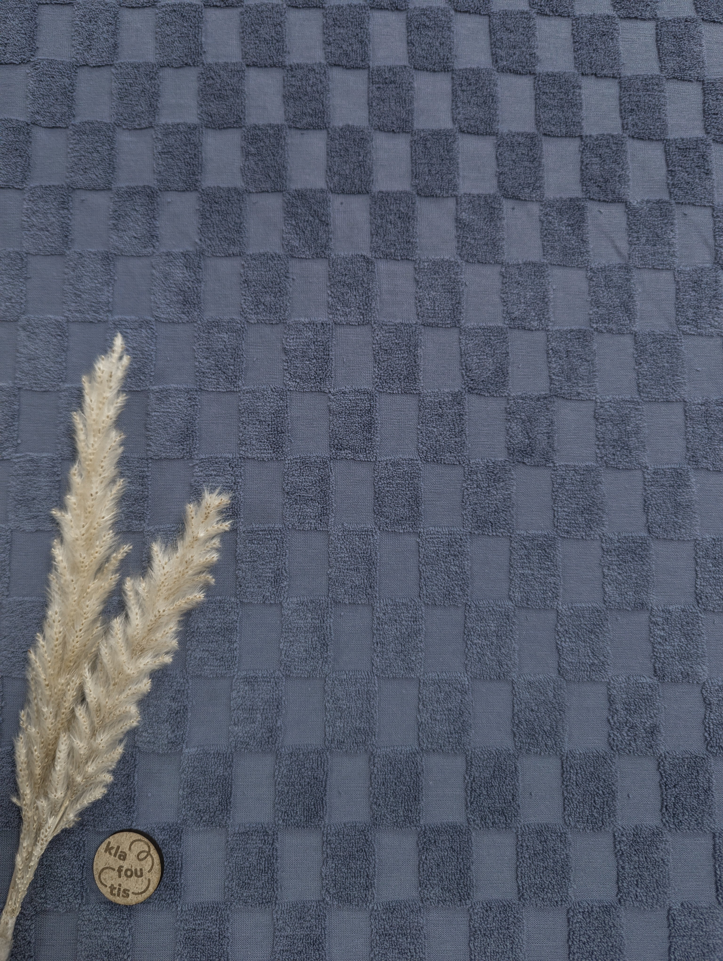 Jersey éponge bleu jeans - Damier