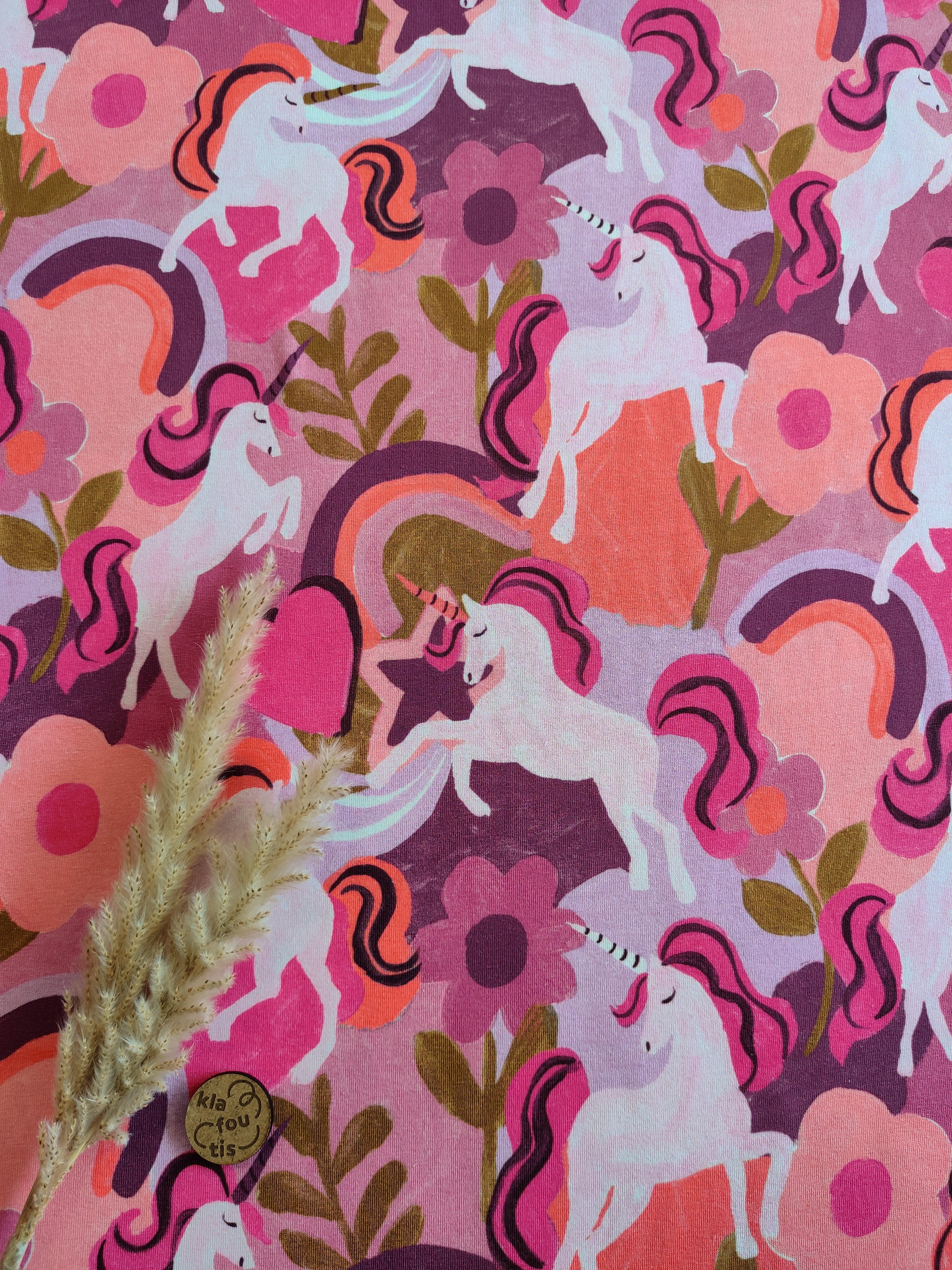 Jersey de coton mauve - Magie des licornes