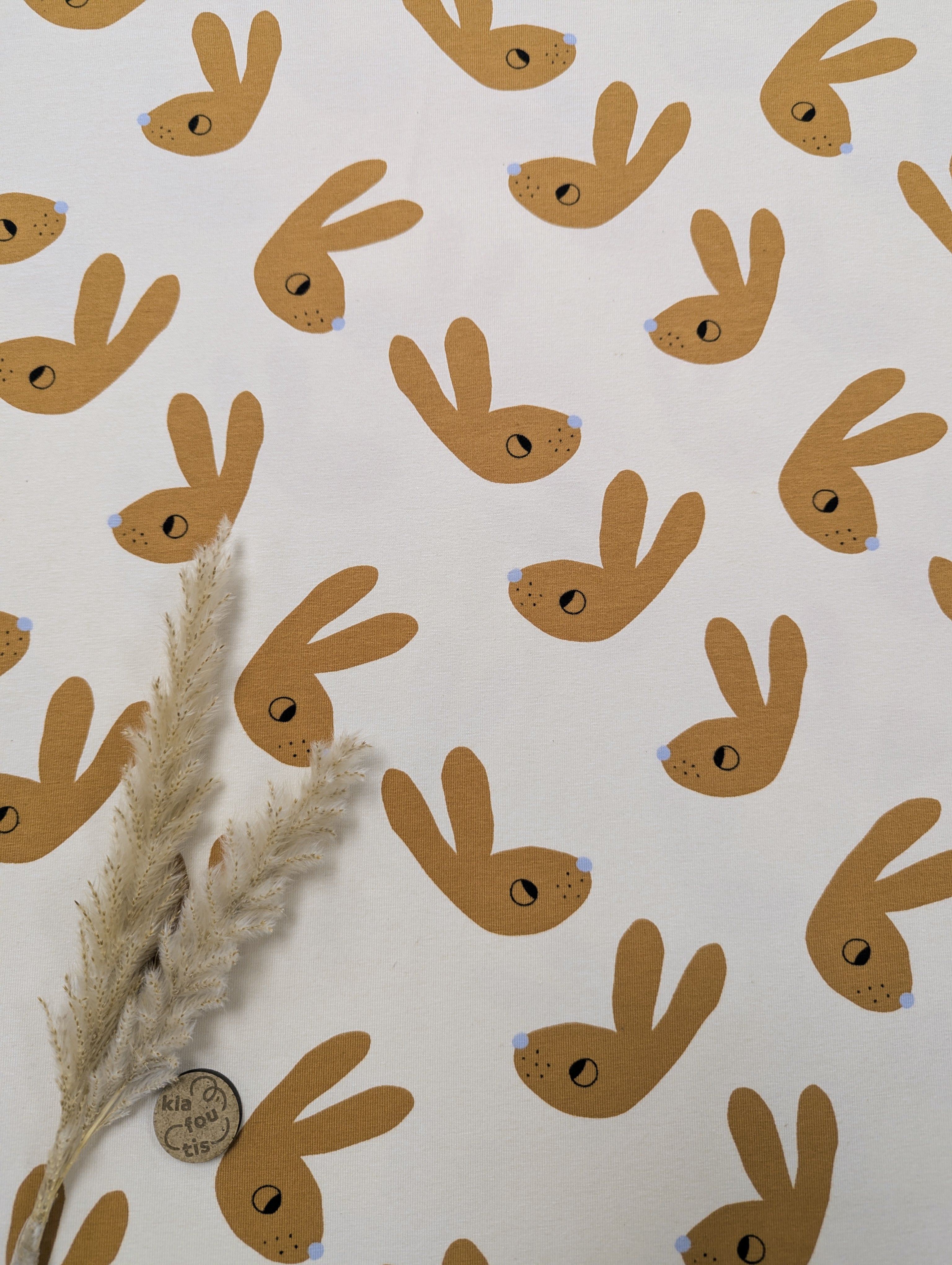 Jersey de coton beige naturel - oreilles de lapin