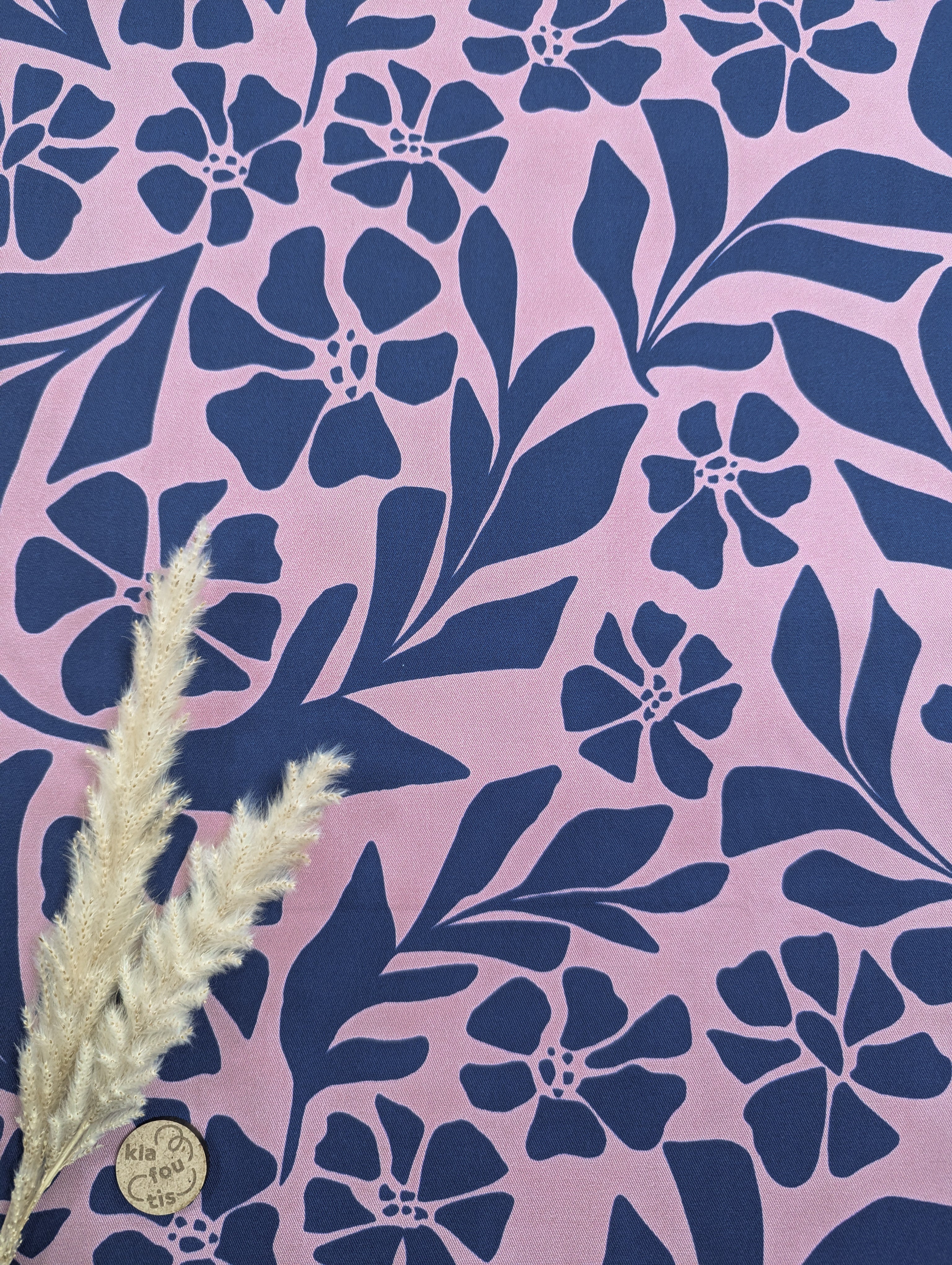 Twill de viscose stretch vieux rose - floraison estivale