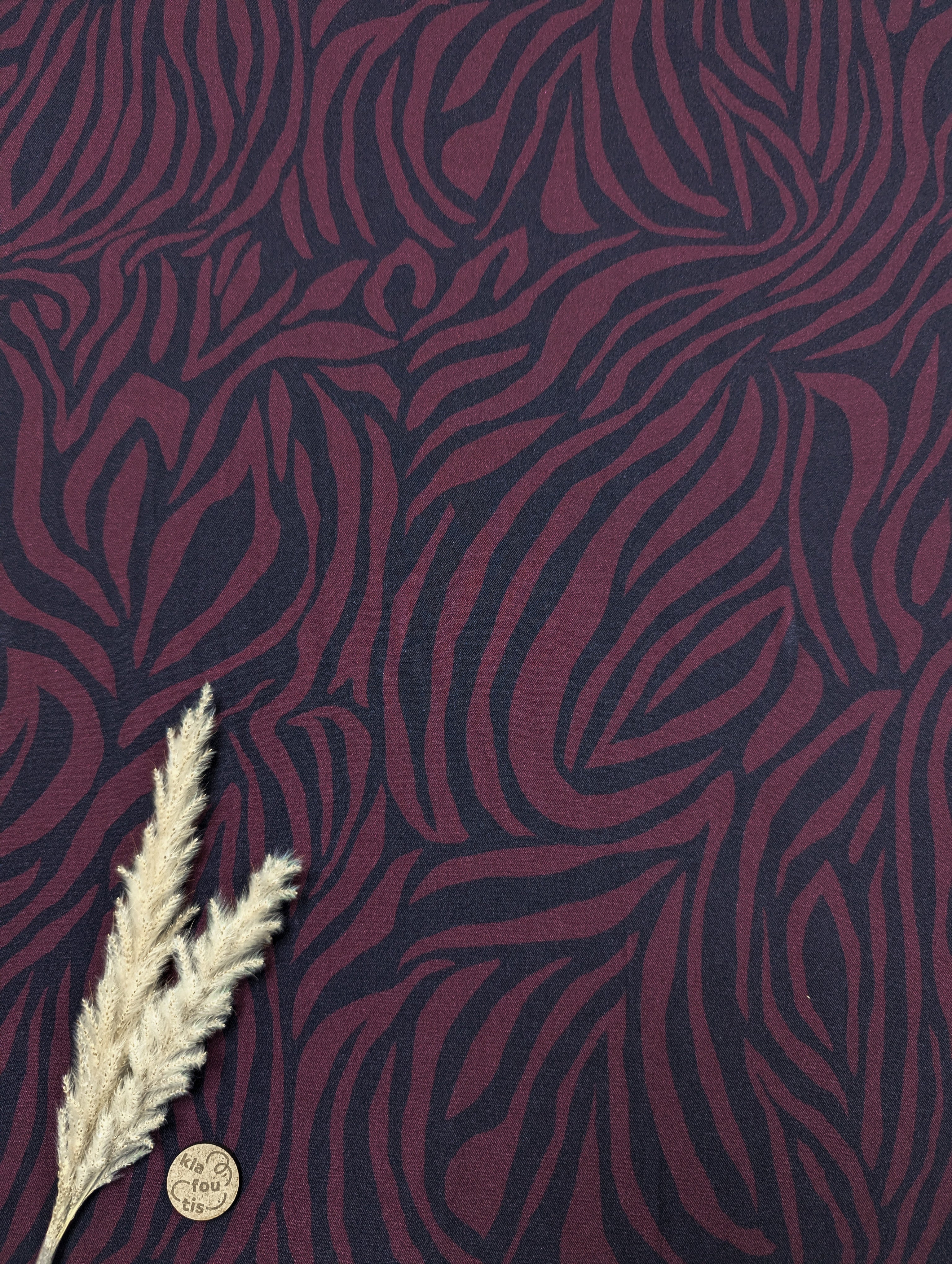 Twill de viscose bordeaux et marine - enchevêtrement