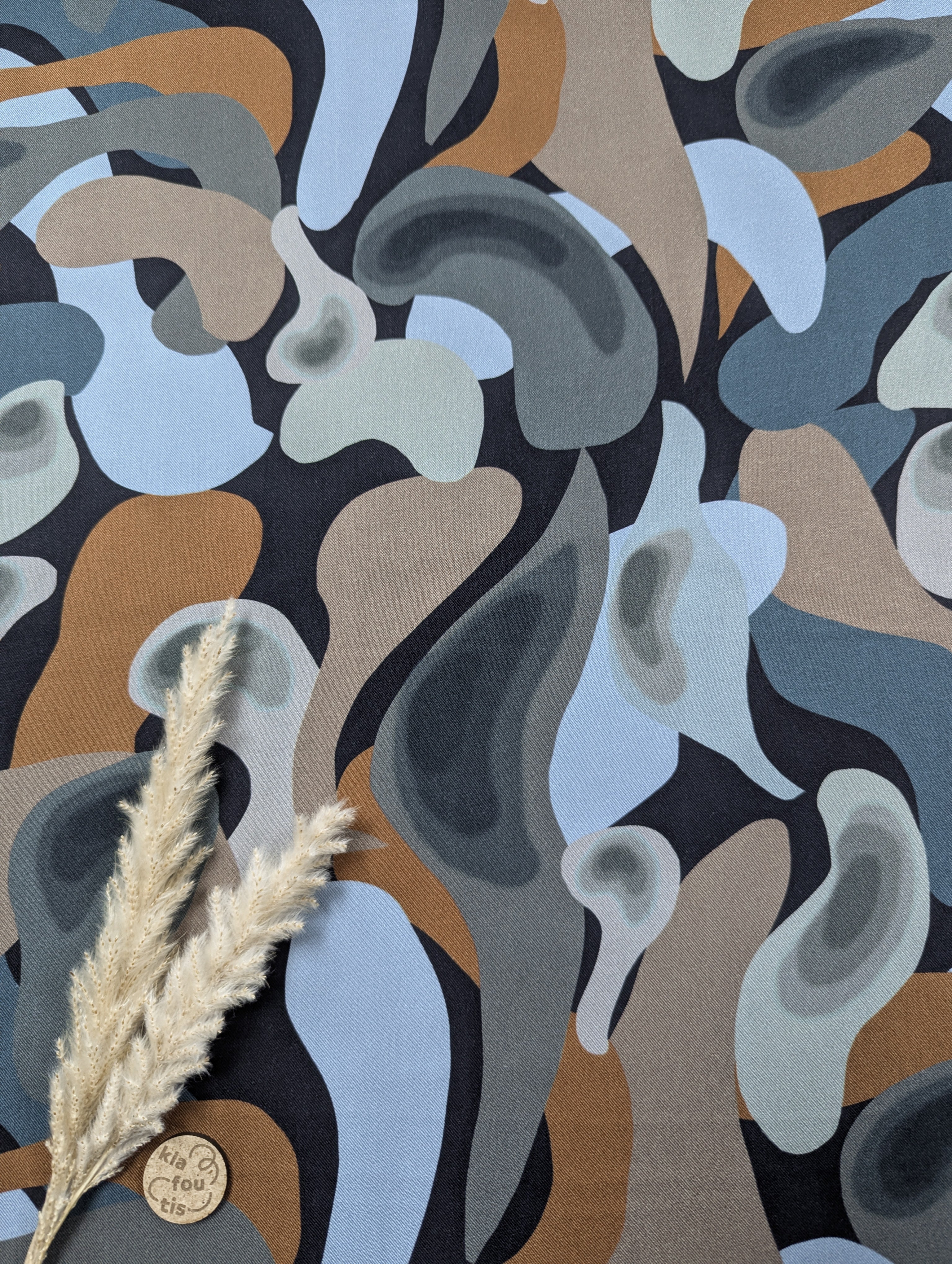 Twill de viscose noir - Forêt minérale