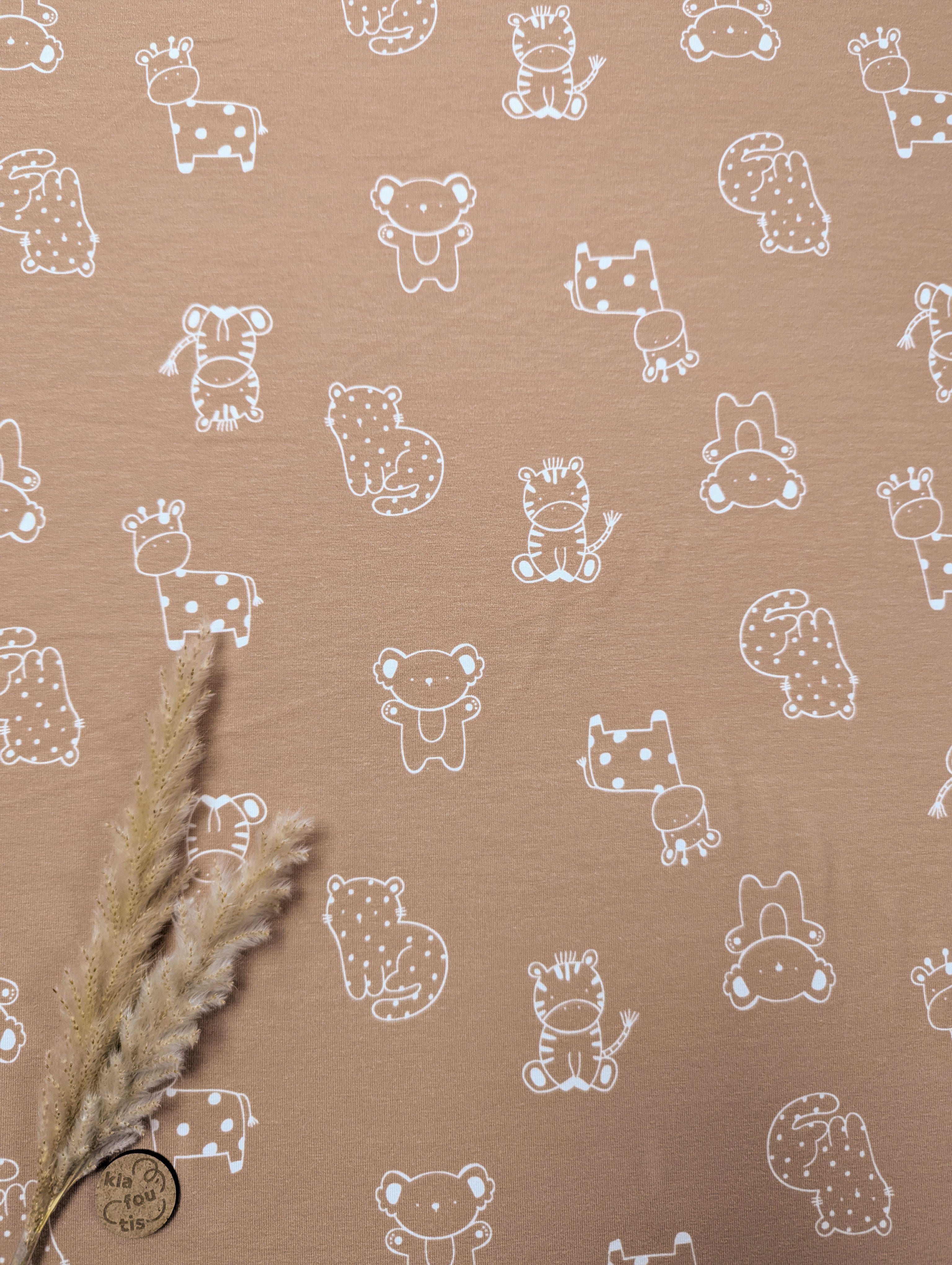 Jersey de coton camel - petits animaux