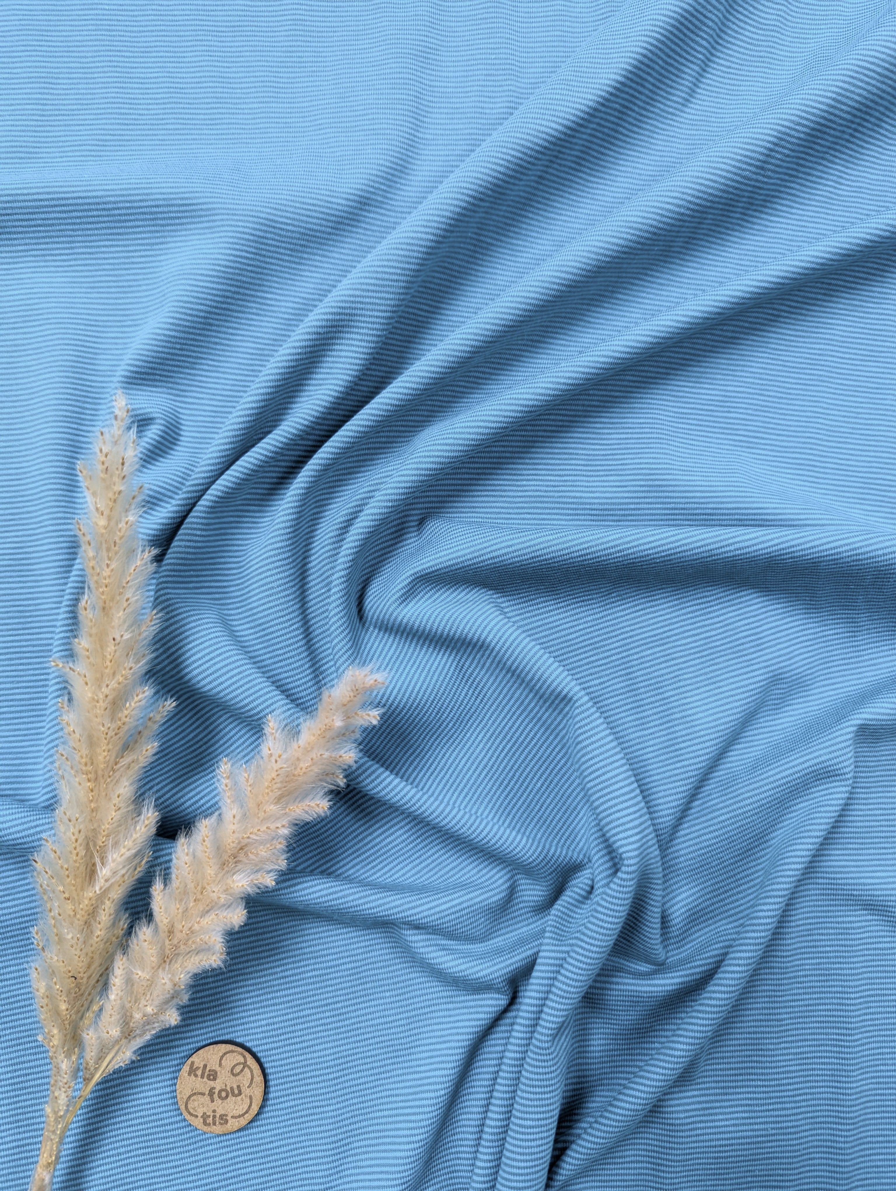 Jersey de coton ligné - bleu