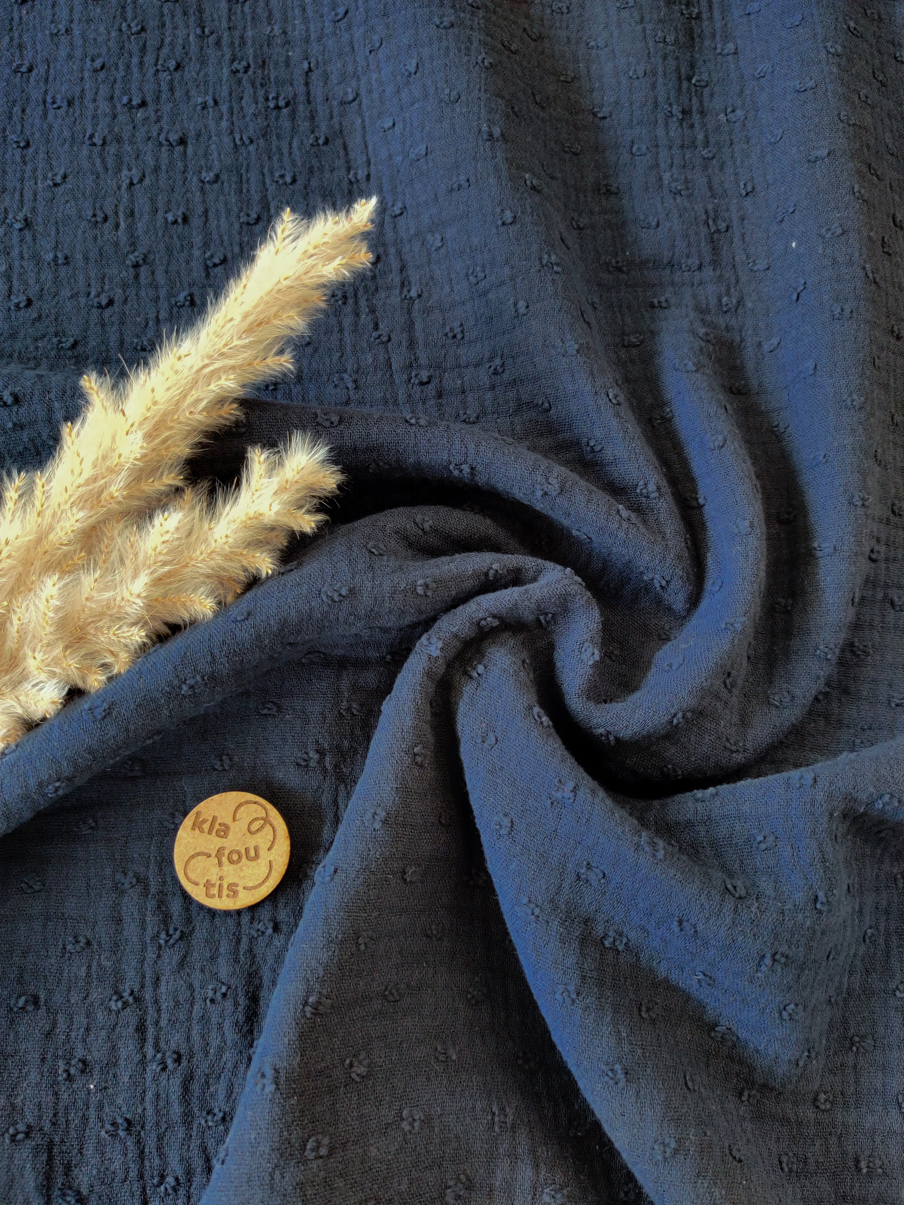 Double gaze à pois - Bleu marine