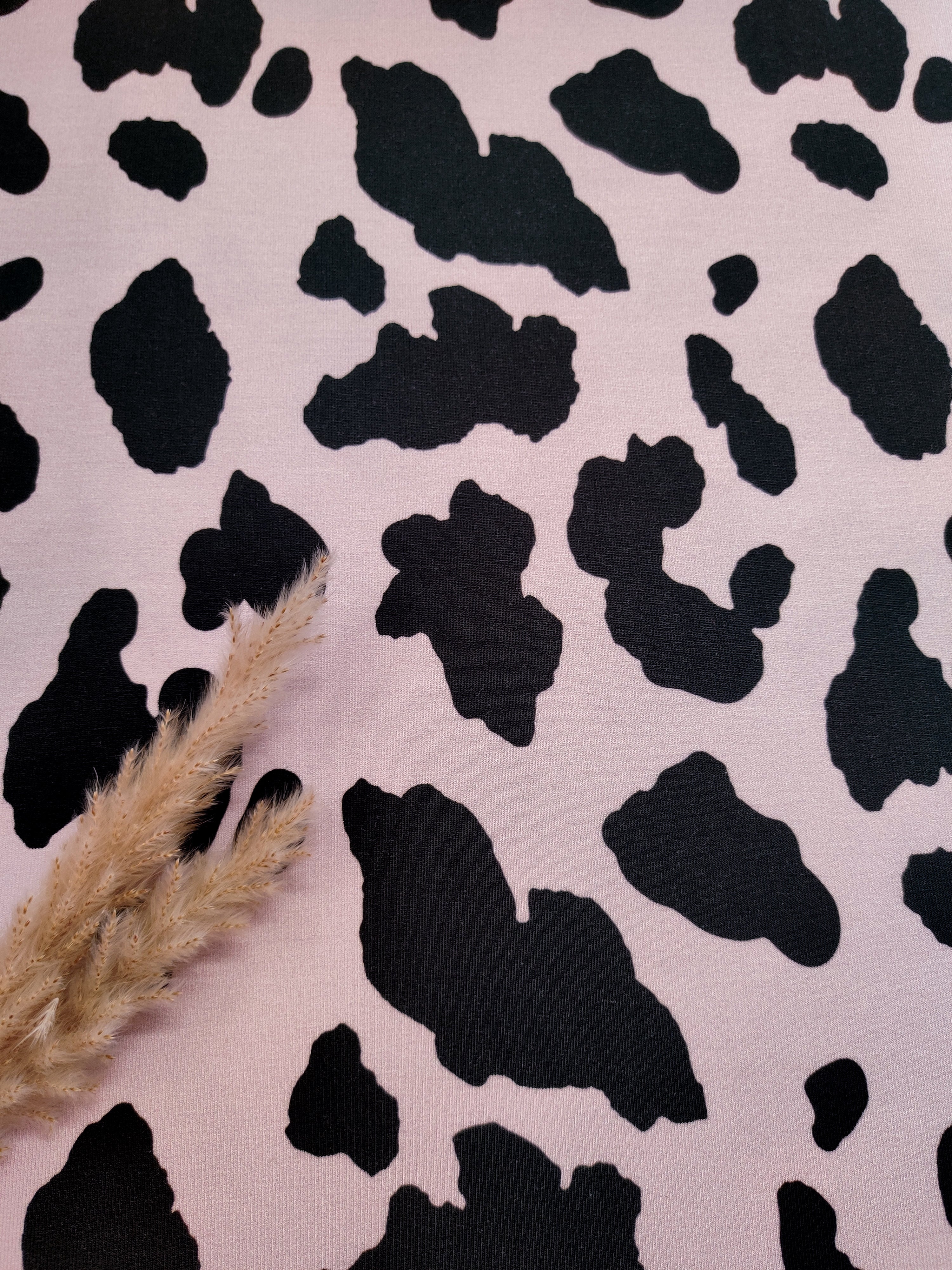 French Terry rose poudré - Effet fauve