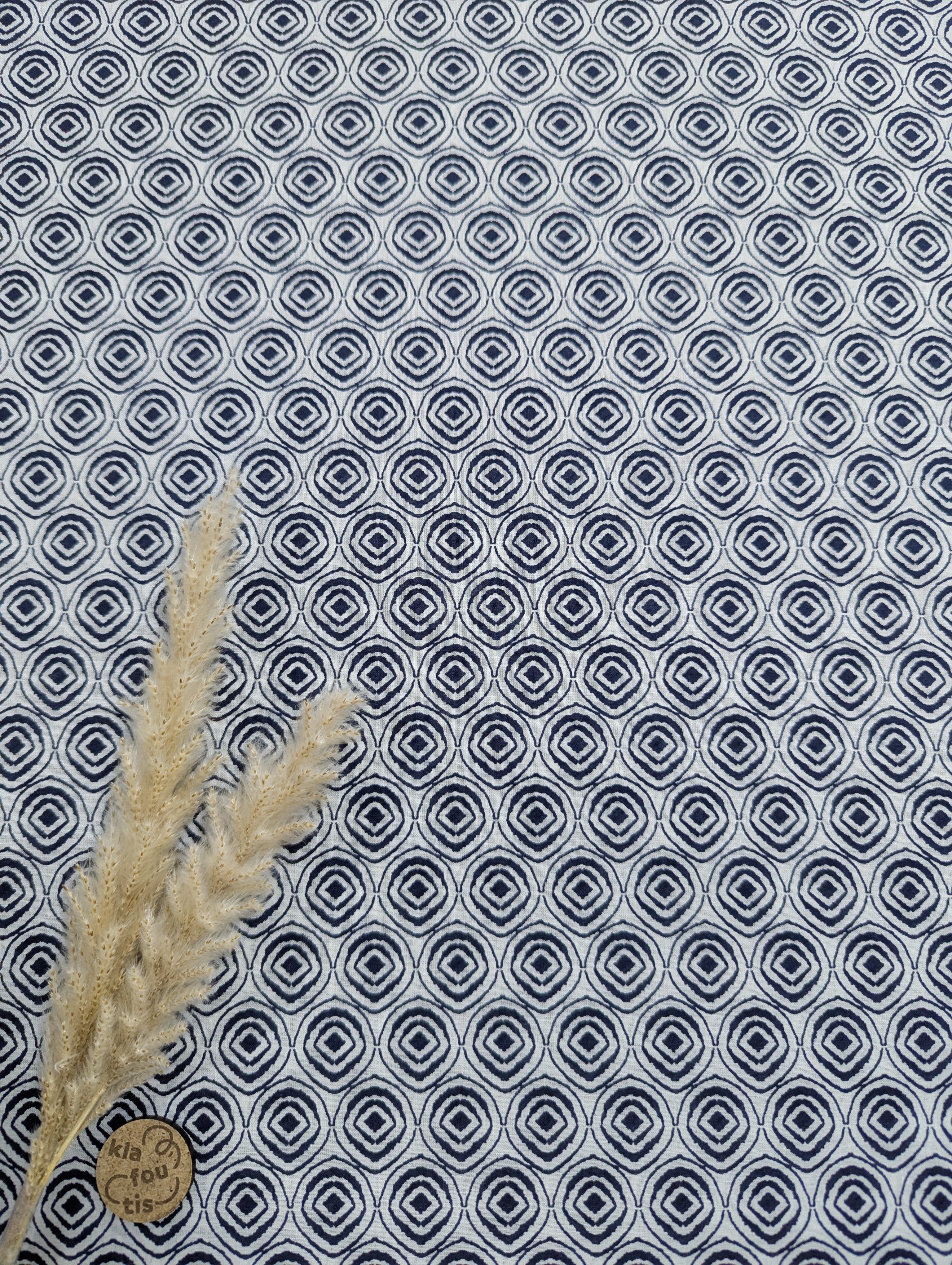 Voile de coton bleu et blanc - joli ciblage
